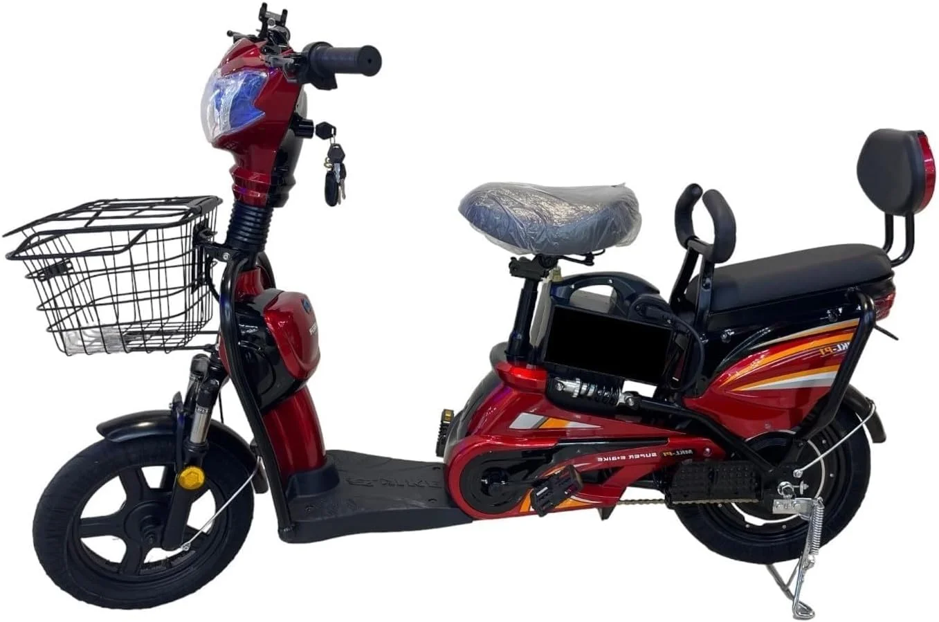 دوچرخه برقی با سبد خرید، چرخ های 16 اینچی، عمر باتری طولانی