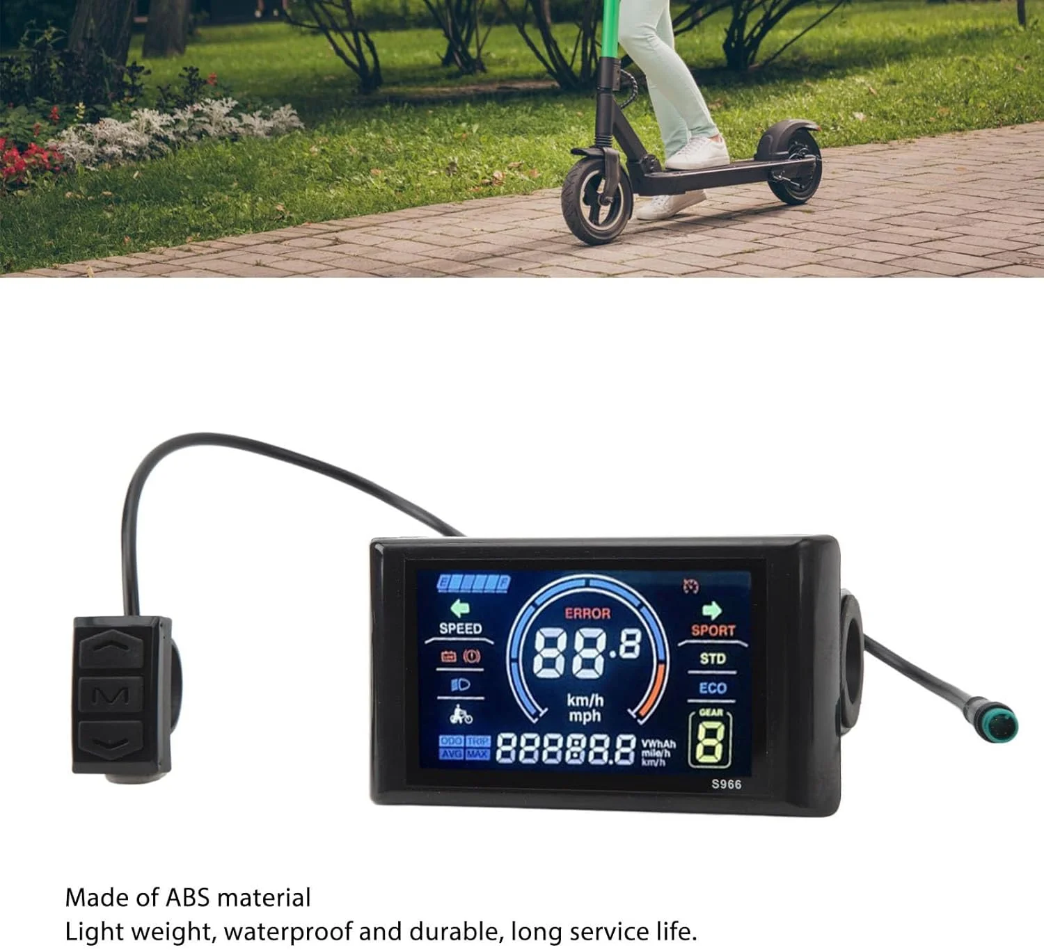 پنل نمایشگر LCD دوچرخه برقی S966، 24-72 ولت، نصب آسان، سبک وزن، مناسب برای فرمان 22.2 میلی متری