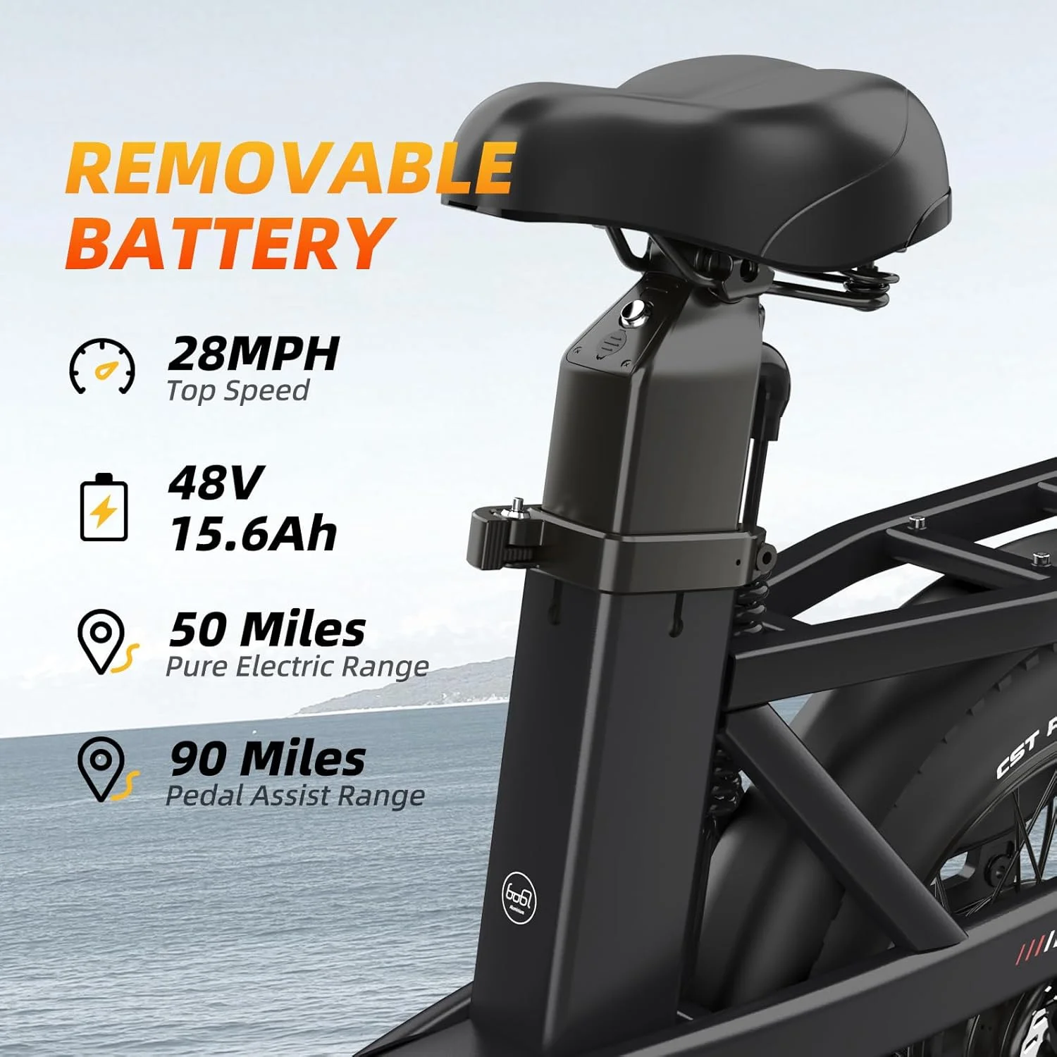 دوچرخه برقی، دوچرخه تاشو، با باتری قابل جابجایی 15.3 آمپر ساعتی، دوچرخه کوهستانی برقی با سرعت 32 کیلومتر در ساعت، موتور براشلس 750 واتی، کنترل برنامه، 7 سرعته، لاستیک های 20 اینچی و سیستم تعلیق دوشاخ جلو (مشکی)