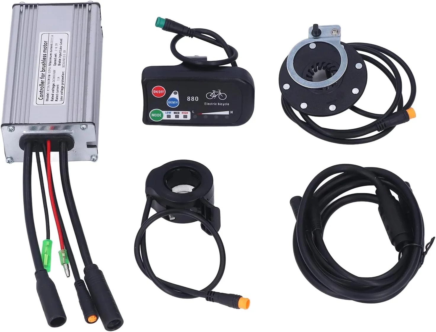 کیت تبدیل دوچرخه به برقی با کنترلر 22 آمپر و نمایشگر LED 880، برای موتور براشلس 500 وات، اتصالات کاملا ضد آب، برای تغییر دوچرخه های معمولی به برقی