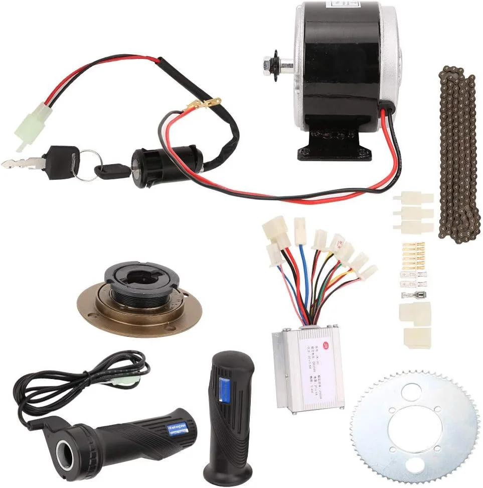 مجموعه تبدیل دوچرخه فلزی، عملکرد پایدار و قابلیت اطمینان بالا، 9 قطعه در هر مجموعه، کیت سرعت بالا تبدیل دوچرخه، مجموعه موتور براش دوچرخه برای تبدیل دوچرخه