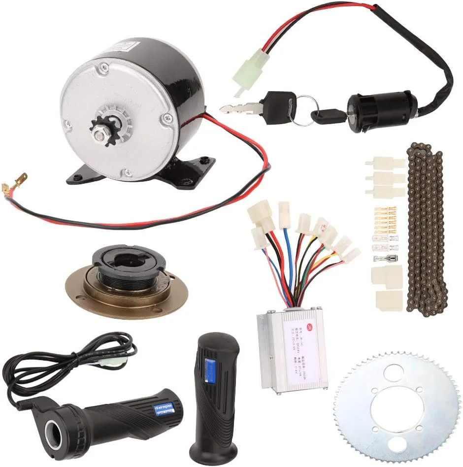 مجموعه تبدیل دوچرخه فلزی، عملکرد پایدار و قابلیت اطمینان بالا، 9 قطعه در هر مجموعه، کیت سرعت بالا تبدیل دوچرخه، مجموعه موتور براش دوچرخه برای تبدیل دوچرخه