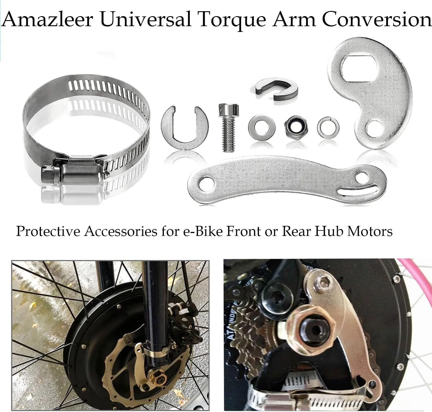 دو مجموعه بازوی گشتاور سنگین برای دوچرخه برقی، کیت بازوی گشتاور جهانی دوچرخه برقی، لوازم جانبی محافظ برای موتورهای توپی جلو و عقب دوچرخه برقی، سازگار با موتورهای 750W-1500W