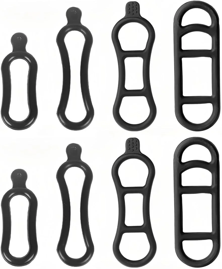 8 عدد بند سیلیکونی دوچرخه، حلقه های لاستیکی الاستیک نگهدارنده چراغ قوه، بند نصب روی فرمان، نگهدارنده سیلیکونی برای چراغ قوه LED