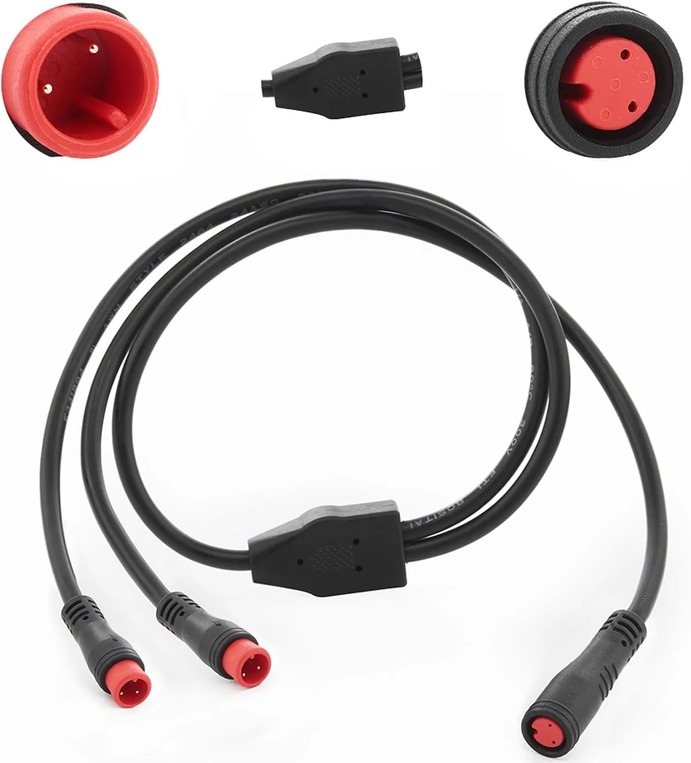 کابل Y شکل 1 به 2 با کانکتور 2 پین Julet برای کابل چراغ جلوی دوچرخه در کیت تبدیل (2 پین، 60 سانتی متر طول، 2 نر و 1 ماده)