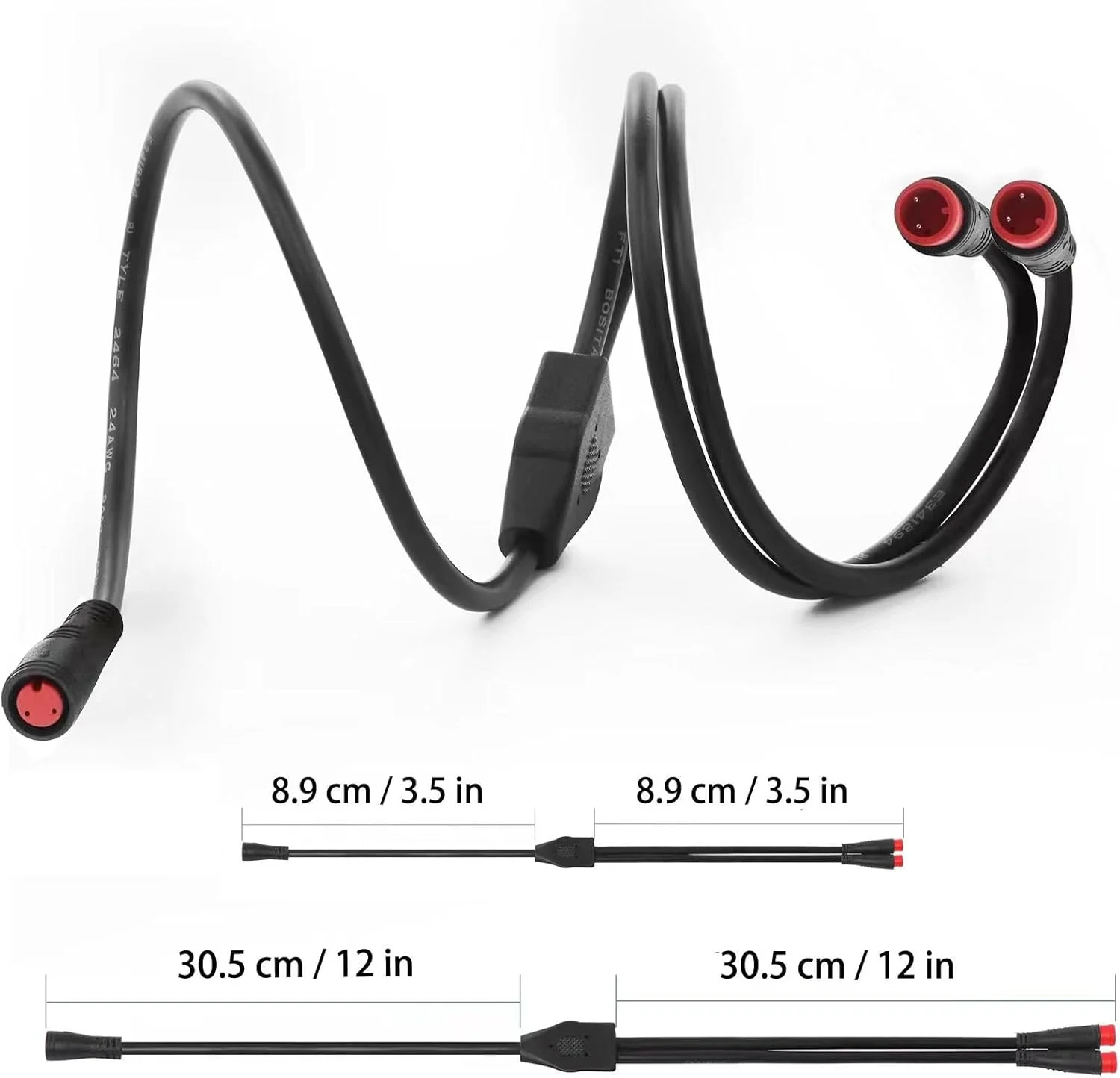 کابل Y شکل 1 به 2 با کانکتور 2 پین Julet برای کابل چراغ جلوی دوچرخه در کیت تبدیل (2 پین، 60 سانتی متر طول، 2 نر و 1 ماده)