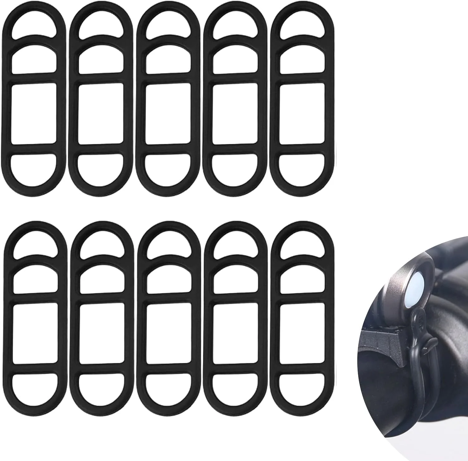 10 عدد بست سیلیکونی دوچرخه، بند سیلیکونی چراغ دوچرخه، بند نگهدارنده گوشی دوچرخه برای چراغ قوه، تلفن همراه، بلندگو، نگهدارنده چراغ، فرمان دوچرخه (مشکی)