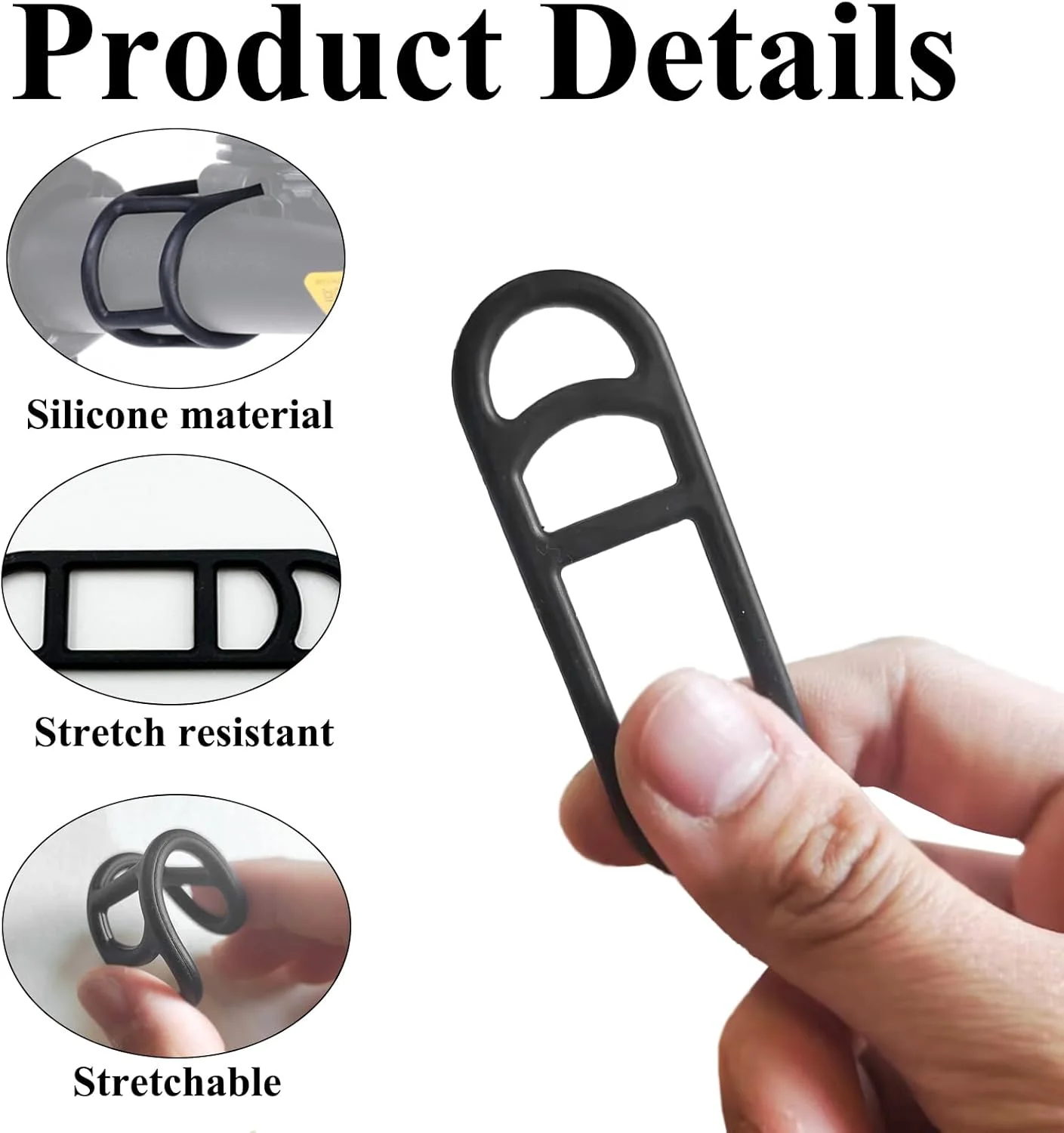 10 عدد بست سیلیکونی دوچرخه، بند سیلیکونی چراغ دوچرخه، بند نگهدارنده گوشی دوچرخه برای چراغ قوه، تلفن همراه، بلندگو، نگهدارنده چراغ، فرمان دوچرخه (مشکی)