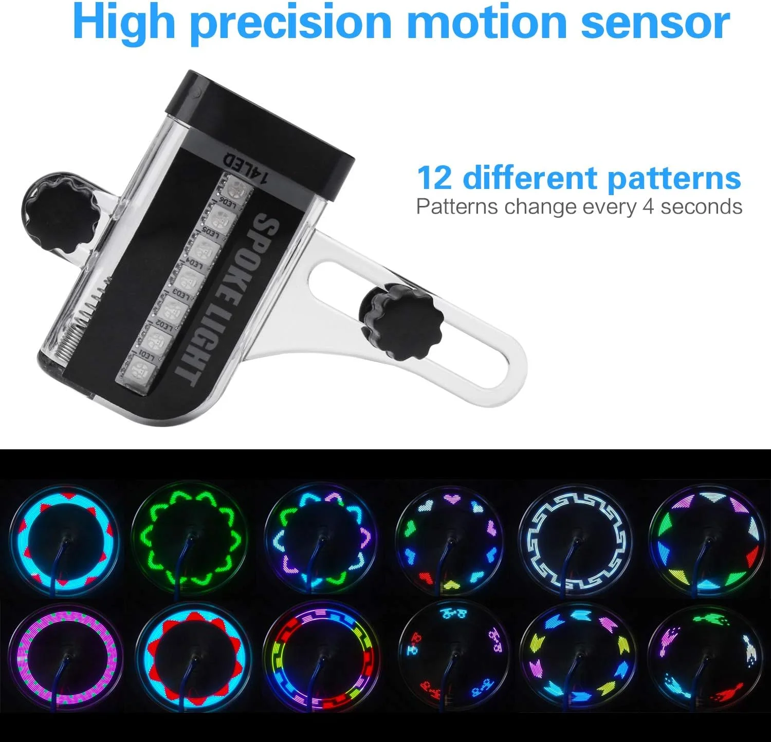 چراغ چرخ دوچرخه سونیکا، چراغ پره دوچرخه LED ضد آب، چراغ های ایمنی روشن لاستیک با روشن/خاموش خودکار، 30 عدد تغییر الگو چراغ های جالب لاستیک برای دوچرخه کوهستانی/دوچرخه های جاده ای/دوچرخه هیبریدی/دوچرخه تاشو