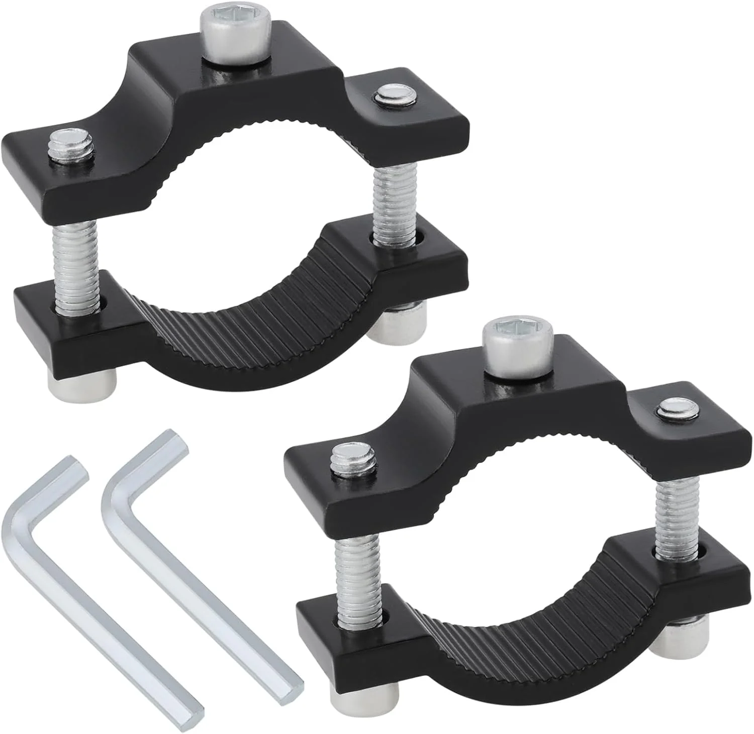 2 عدد بست گیره ای نگهدارنده میله چراغ، آلیاژ آلومینیوم مناسب برای لوله های دوچرخه با قطر 18-35 میلی متر، مشکی