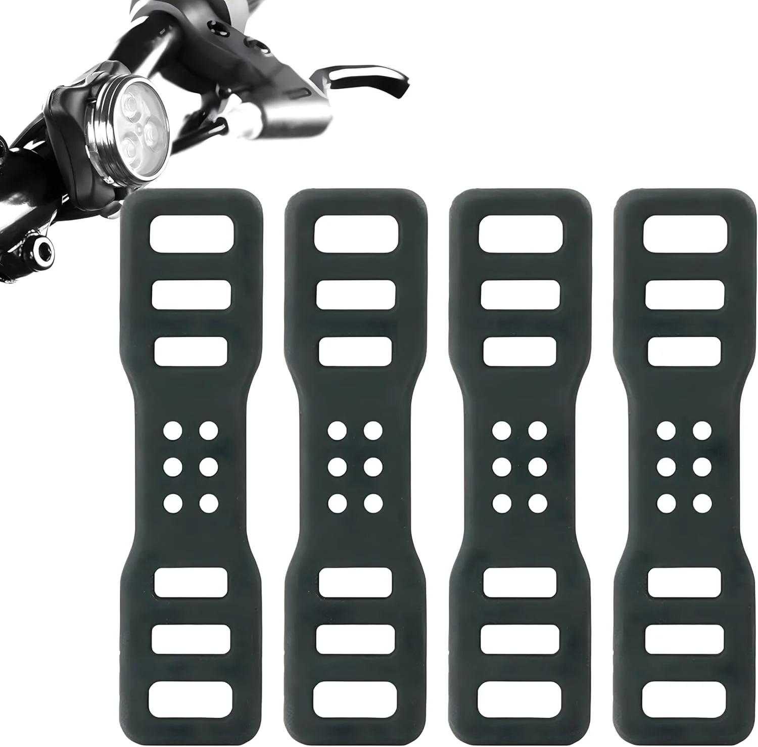 حلقه های لاستیکی دوچرخه، بست های لاستیکی برای تعمیر دوچرخه، بندهای لاستیکی الاستیک سبک وزن چند منظوره برای چراغ جلو و چراغ ال ای دی دوچرخه