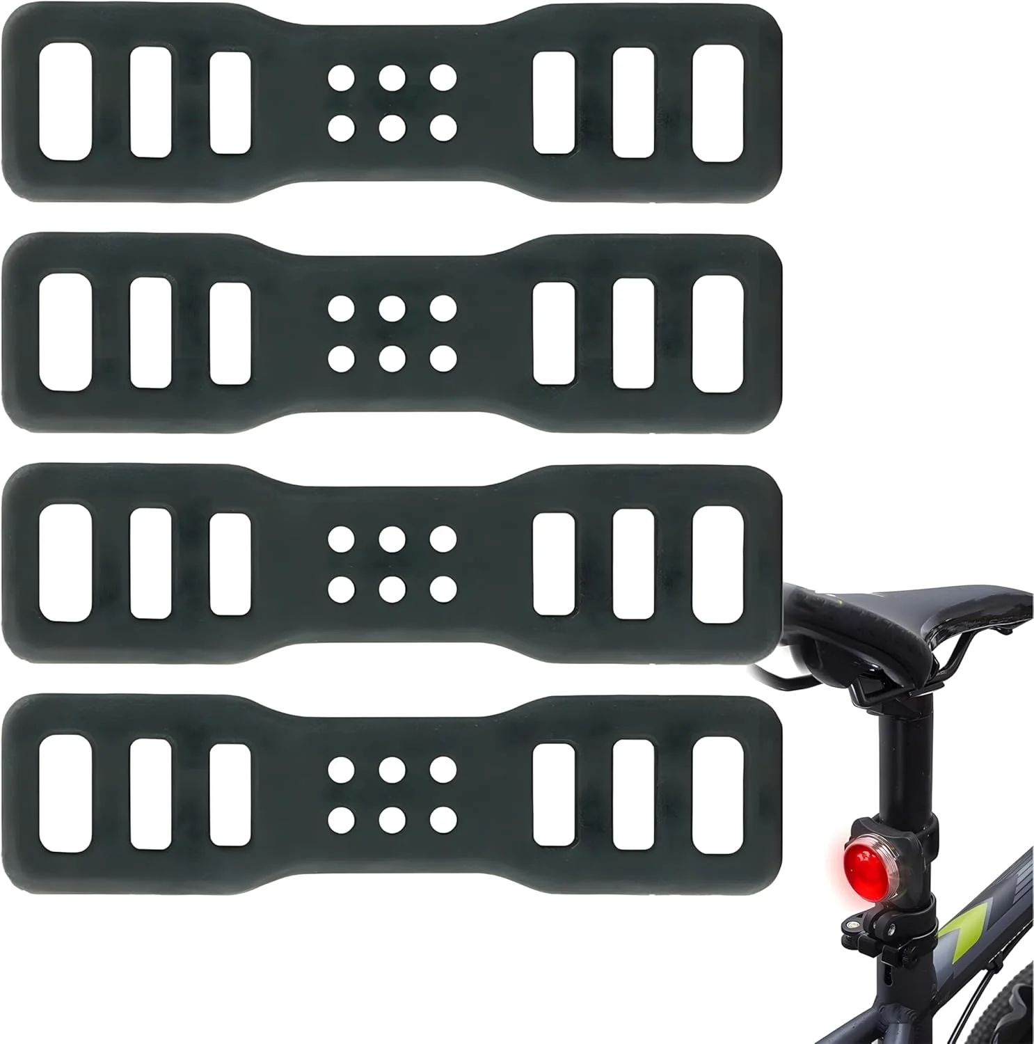 حلقه های لاستیکی دوچرخه، بست های لاستیکی برای تعمیر دوچرخه، بندهای لاستیکی الاستیک سبک وزن چند منظوره برای چراغ جلو و چراغ ال ای دی دوچرخه