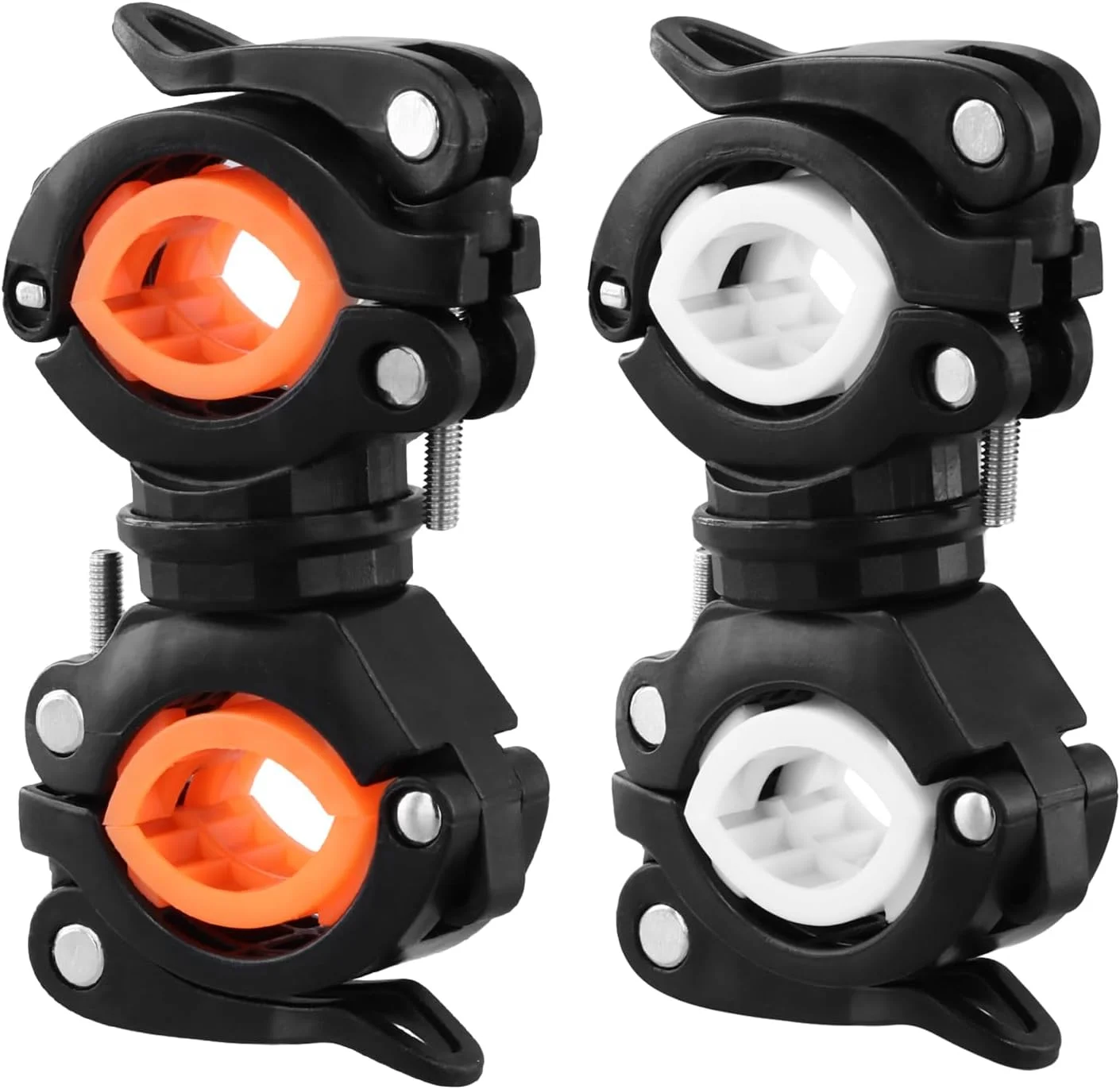 نگهدارنده چراغ دوچرخه چرخان 360 درجه QWORK®، پایه چراغ دوچرخه، نگهدارنده چراغ قوه دوچرخه، لوازم جانبی نصب چراغ قوه دوچرخه جهانی (2 عدد)