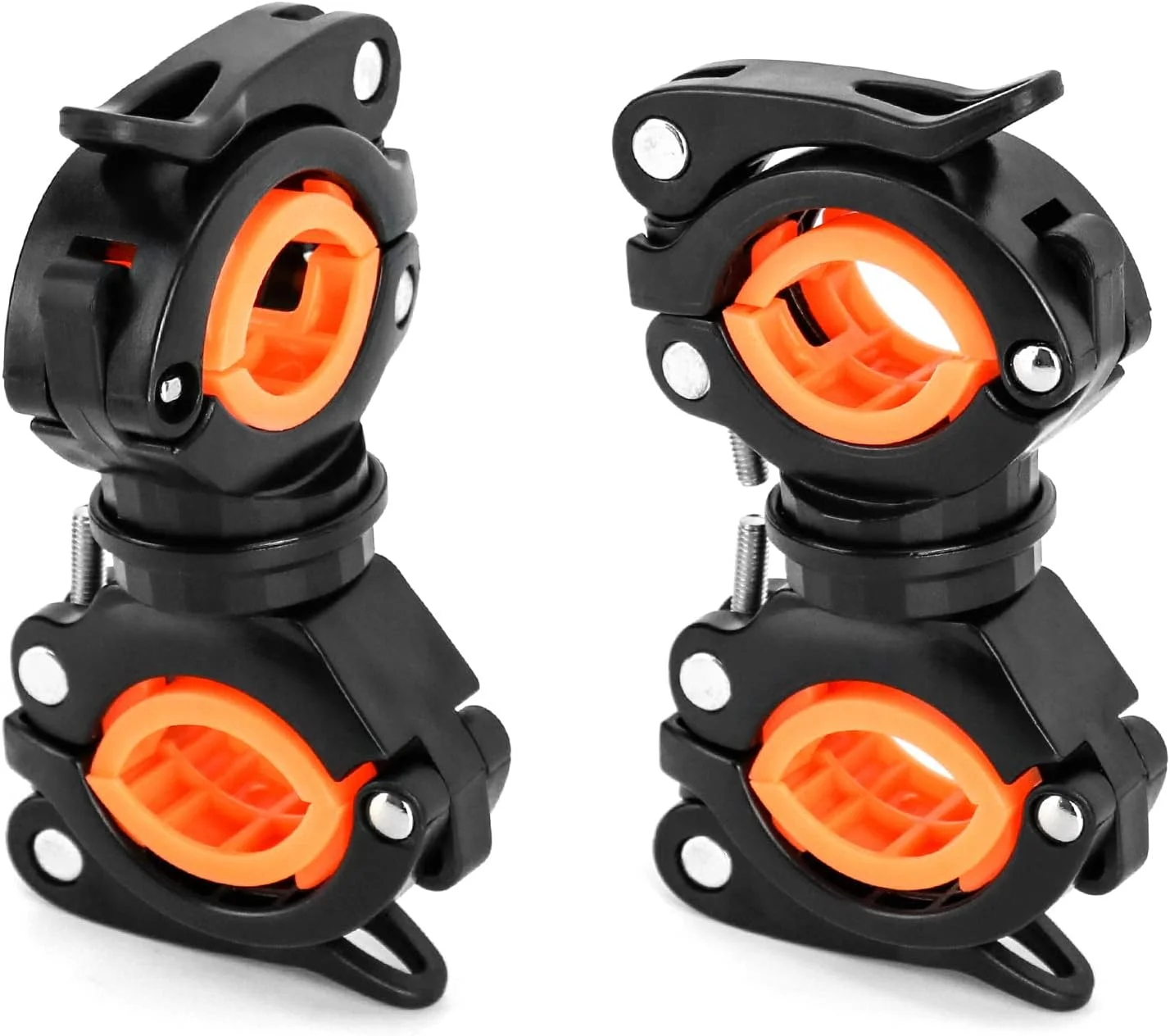 نگهدارنده چراغ دوچرخه چرخان 360 درجه QWORK®، پایه چراغ دوچرخه، نگهدارنده چراغ قوه دوچرخه، لوازم جانبی نصب چراغ قوه دوچرخه جهانی (2 عدد)