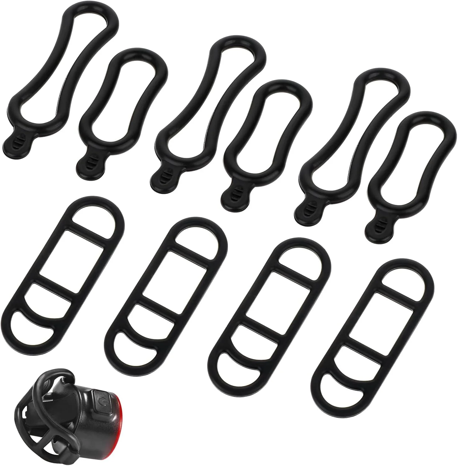 بسته 10 عددی بند سیلیکونی دوچرخه، بند الاستیک چراغ دوچرخه، نگهدارنده تسمه نصب مشعل، حلقه های لاستیکی کششی دوچرخه، نگهدارنده سیلیکونی فرمان برای بطری، تلفن همراه، بلندگو