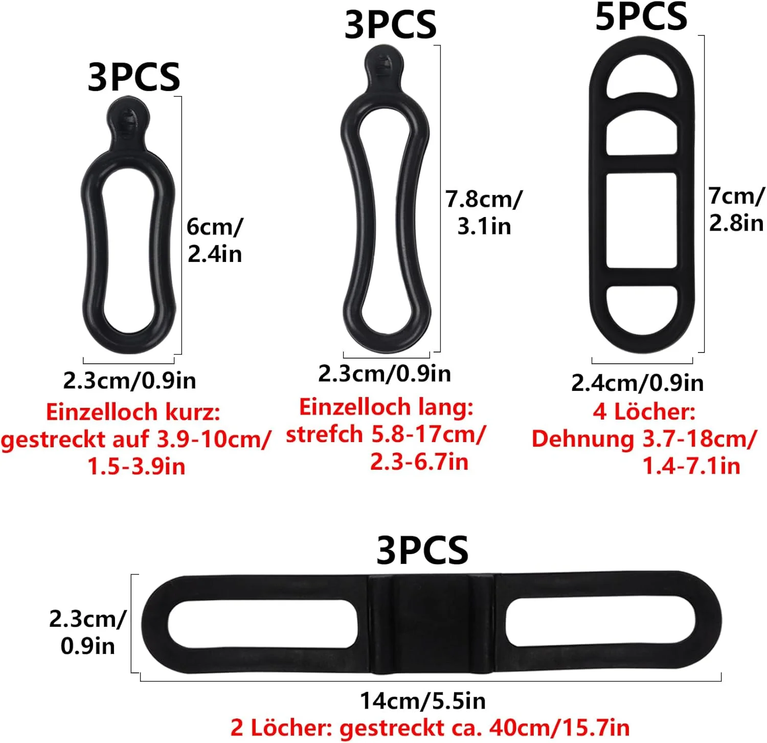 بسته 14 عددی حلقه های لاستیکی کششی دوچرخه، سایزهای مختلف، بند سیلیکونی چراغ دوچرخه، بند لاستیکی دوچرخه، نگهدارنده بند لاستیکی چراغ قوه، چراغ ال ای دی دوچرخه