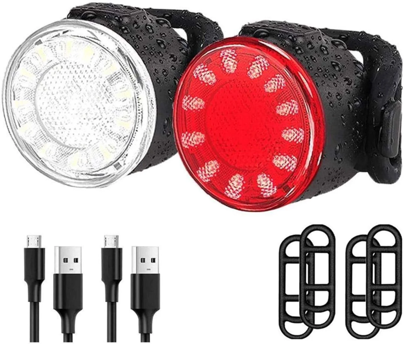 ست چراغ دوچرخه شارژی USB، چراغ جلو و چراغ LED عقب دوچرخه، 6 حالت نوردهی، مقاوم در برابر آب IPX6 (ست چراغ دوچرخه، چراغ جلو)، A88