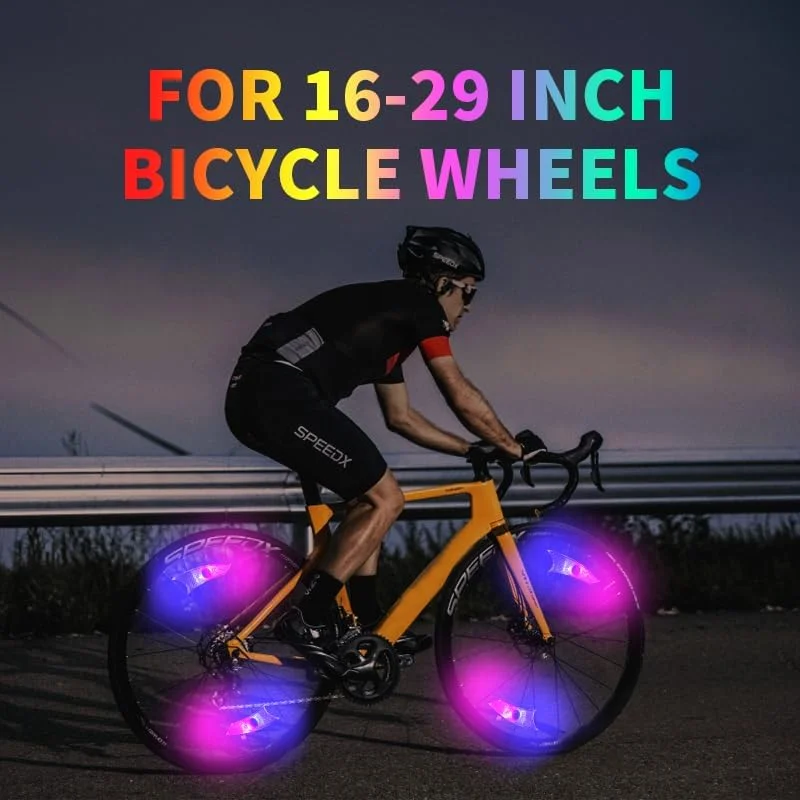 چراغ پره دوچرخه، چراغ ال ای دی چرخ دوچرخه، لوازم جانبی دوچرخه، سبز، زرد، صورتی، قرمز، آبی، سفید