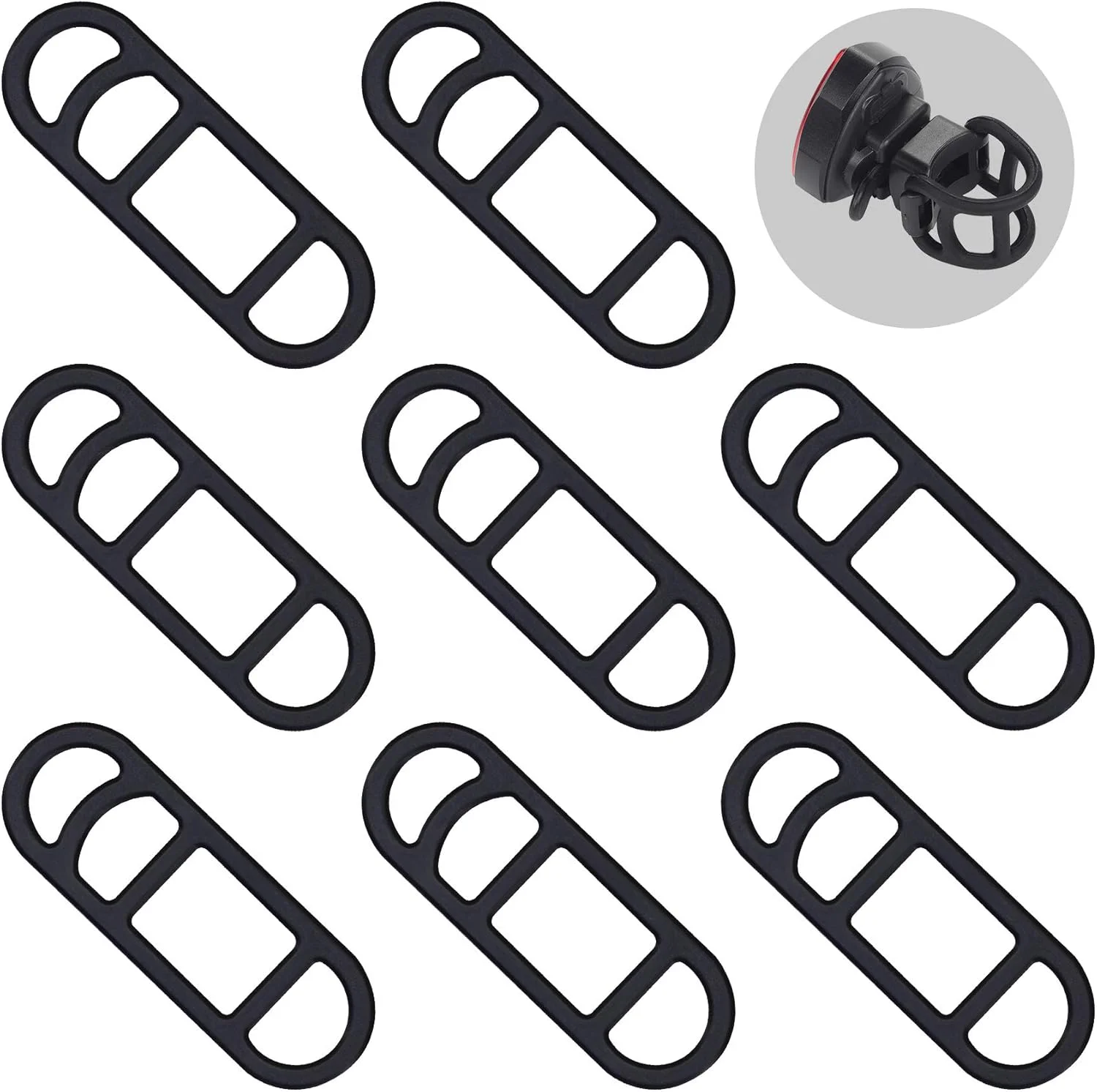 بسته 20 عددی بست سیلیکونی دوچرخه PAGOW، بند لاستیکی چراغ دوچرخه، تسمه چراغ دوچرخه، مشکی (70 x 24 میلی متر)