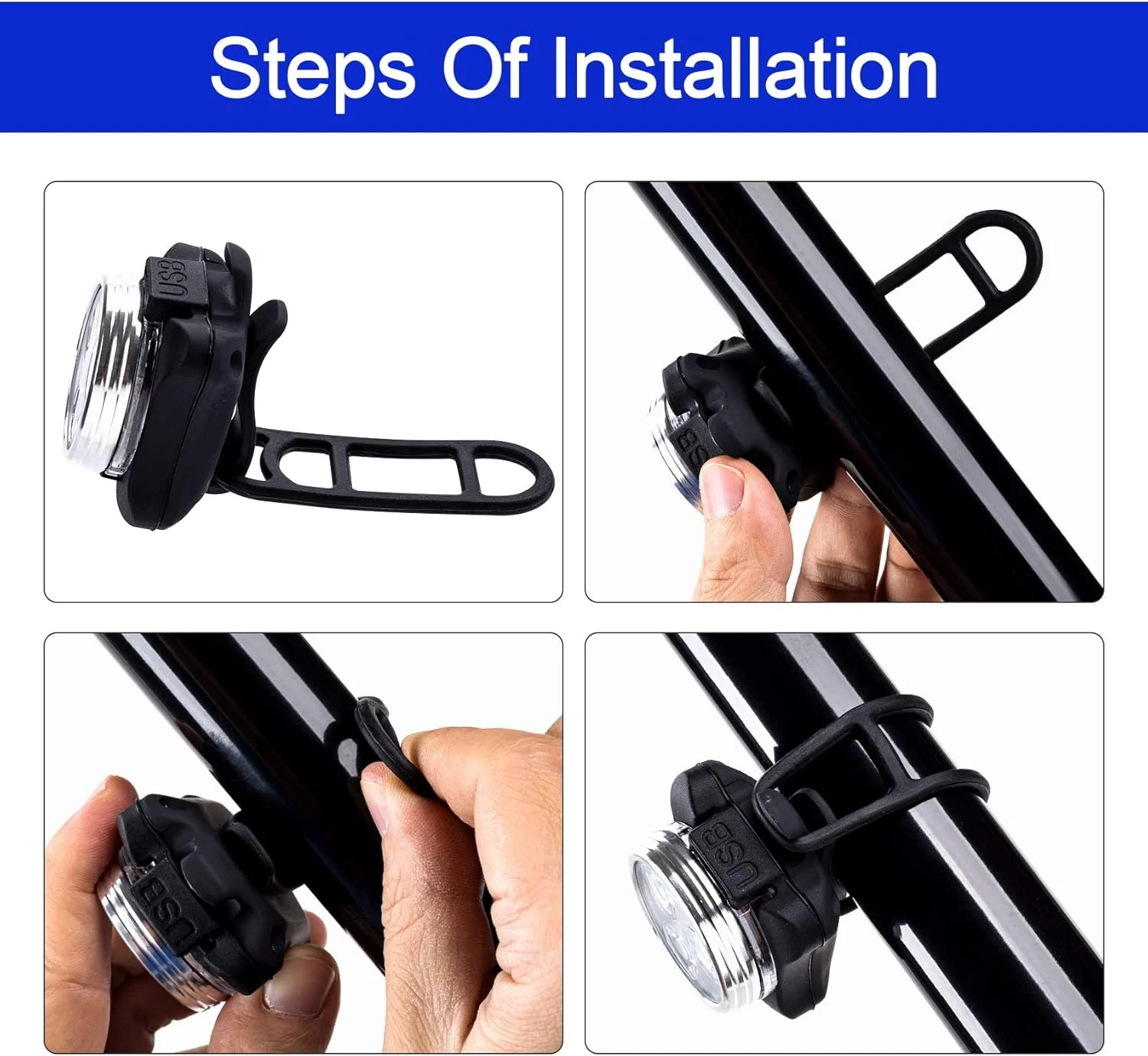 بسته 20 عددی بست سیلیکونی دوچرخه PAGOW، بند لاستیکی چراغ دوچرخه، تسمه چراغ دوچرخه، مشکی (70 x 24 میلی متر)