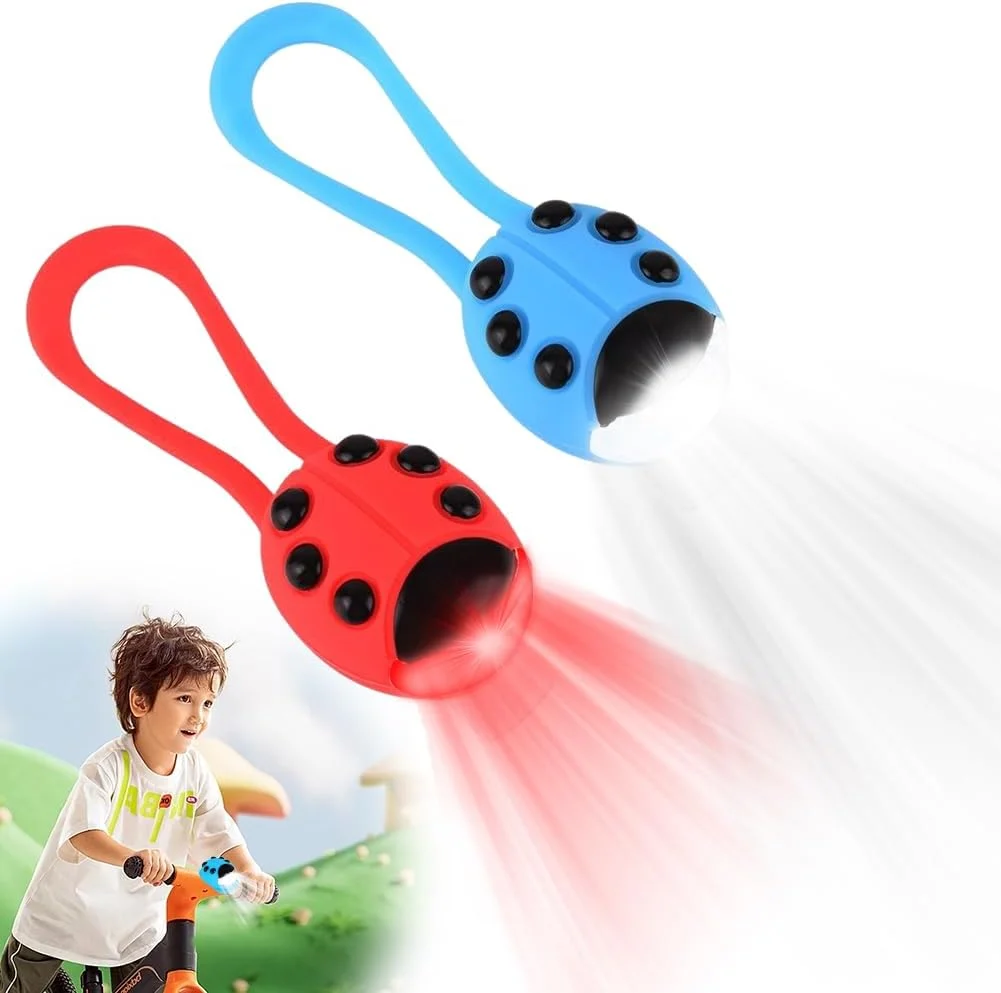 بسته 2 عددی چراغ اسکوتر کودک، چراغ کوله پشتی LED ضد آب IPX5، چراغ کالسکه، چراغ هشدار LED با 3 حالت نور برای اسکوتر کودک، عصای پیاده روی