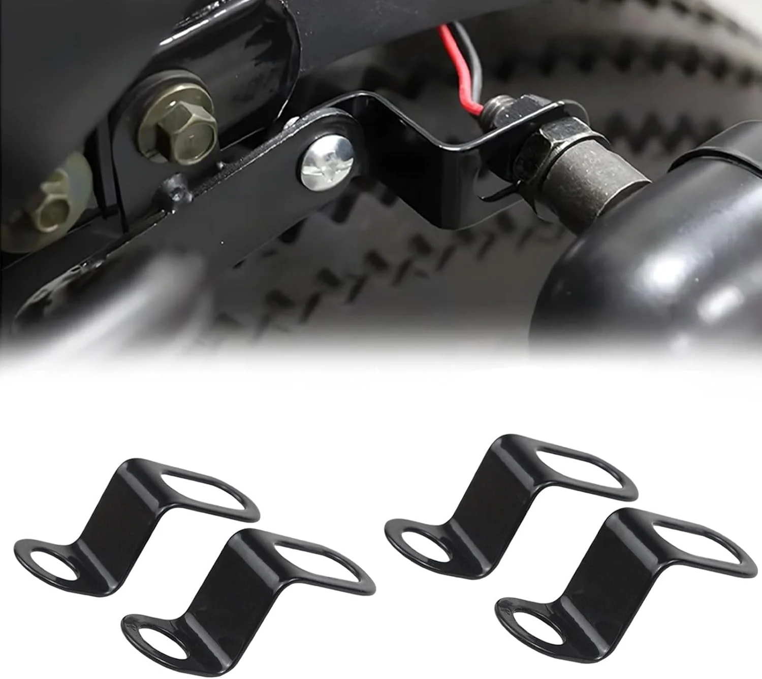 ۴ عدد براکت نصب چراغ راهنما موتور سیکلت، پایه نگهدارنده چراغ راهنما موتور سیکلت، براکت تغییر مکان نشانگر سوراخ ۱۲ میلی متری، نگهدارنده فلزی براکت های ضربه ای شکل L برای هارلی، هوندا، سوزوکی