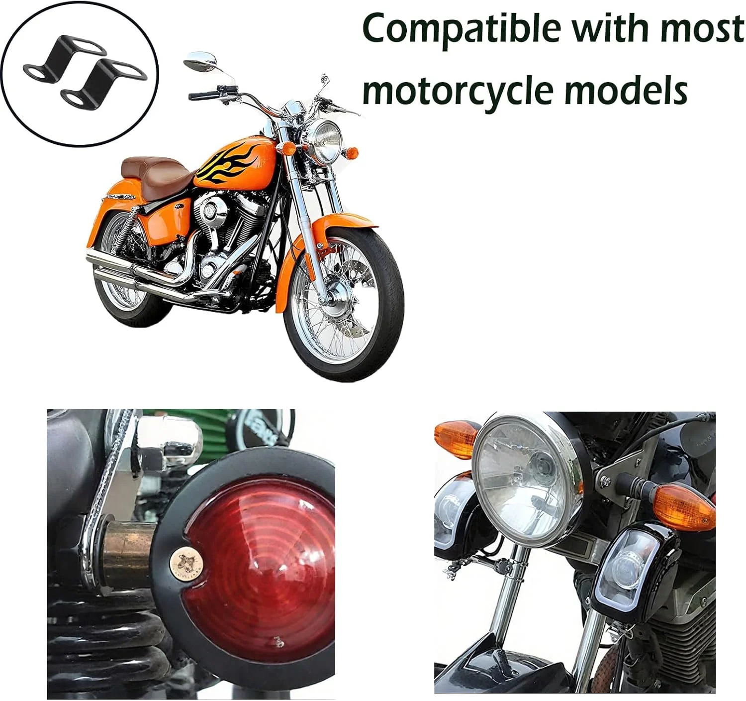 ۴ عدد براکت نصب چراغ راهنما موتور سیکلت، پایه نگهدارنده چراغ راهنما موتور سیکلت، براکت تغییر مکان نشانگر سوراخ ۱۲ میلی متری، نگهدارنده فلزی براکت های ضربه ای شکل L برای هارلی، هوندا، سوزوکی