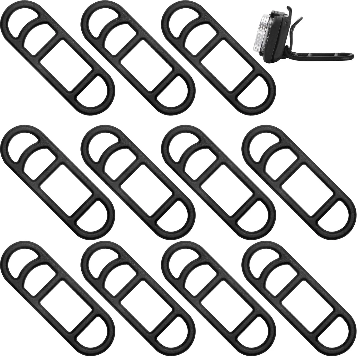 Mudder 12 عدد بند سیلیکونی چراغ دوچرخه، بندهای لاستیکی دوچرخه سواری، بند سیلیکونی برای نصب چراغ دوچرخه، مشکی