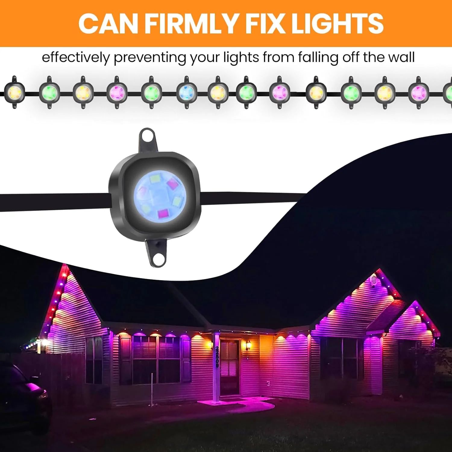 گیره های نصب چراغ های LED بیرونی دائمی مدل H706، نگهدارنده براکت برای چراغ های LED بیرونی (مشکی، 40 عدد)