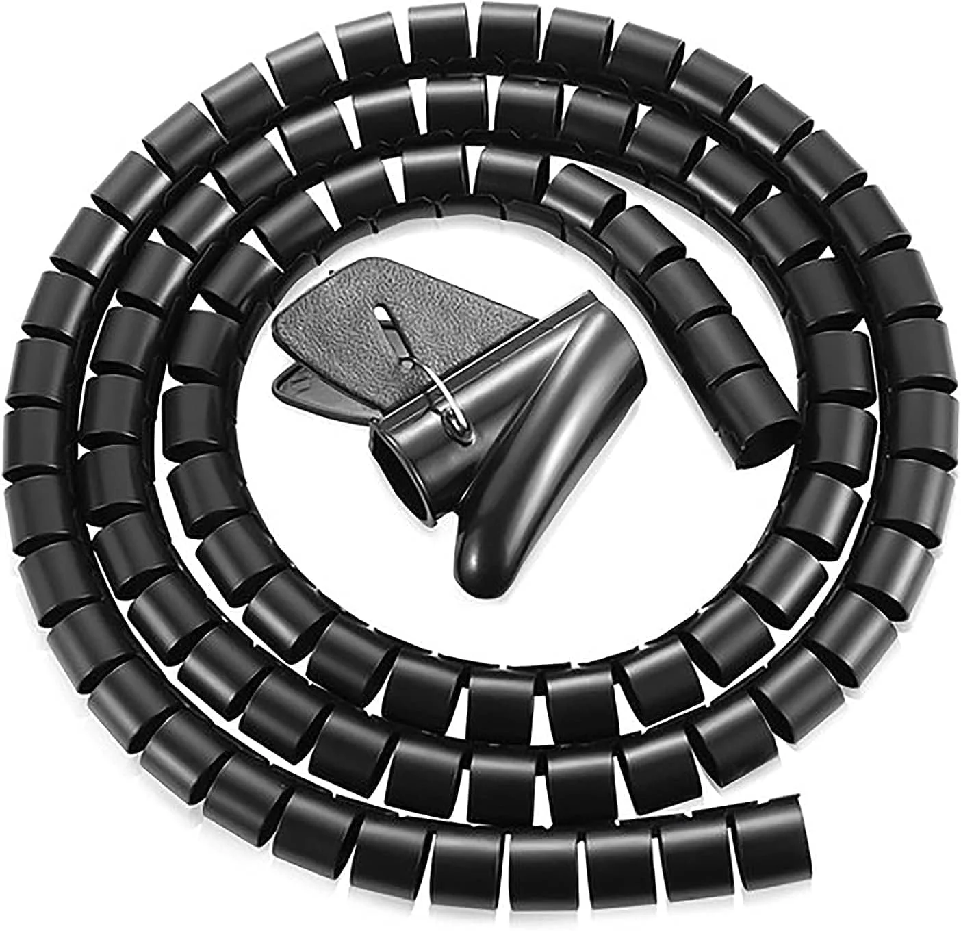 روکش محافظ سیم و کابل فنری 5 متری MAKINGTEC، قابل برش، انعطاف پذیر، مرتب کننده کابل برای مدیریت و سازماندهی سیم تلویزیون و کامپیوتر (22 میلی متر، مشکی)