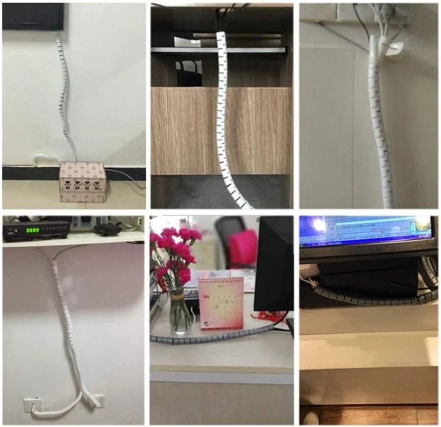 روکش محافظ سیم و کابل فنری 5 متری MAKINGTEC، قابل برش، انعطاف پذیر، مرتب کننده کابل برای مدیریت و سازماندهی سیم تلویزیون و کامپیوتر (22 میلی متر، مشکی)