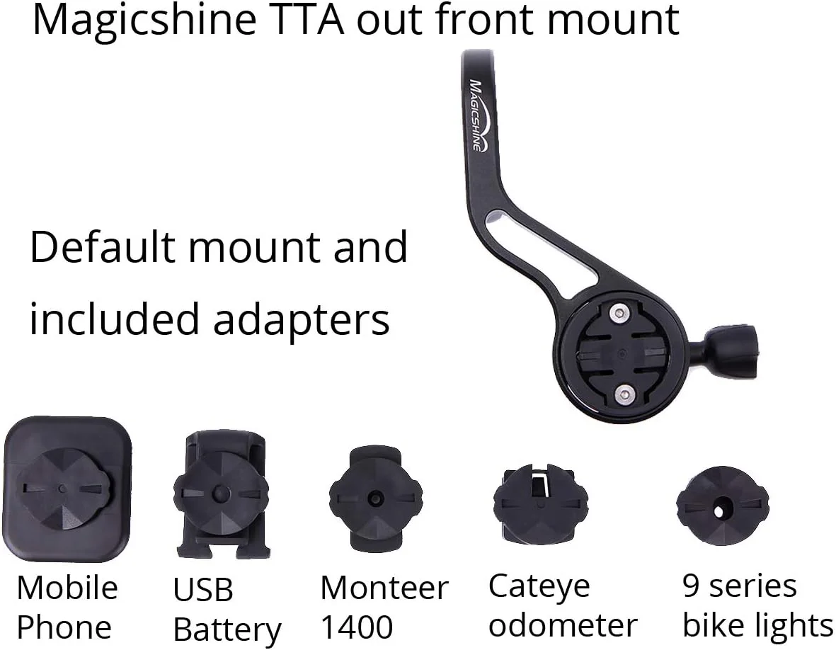 نگهدارنده جلویی دوچرخه Magicshine TTA، نگهدارنده آلومینیومی چراغ دوچرخه و کامپیوتر، شامل آداپتورهای دو پایه بالا و پایین، سازگار با دستگاه های Garmin، دوربین های Gopro و تلفن های همراه