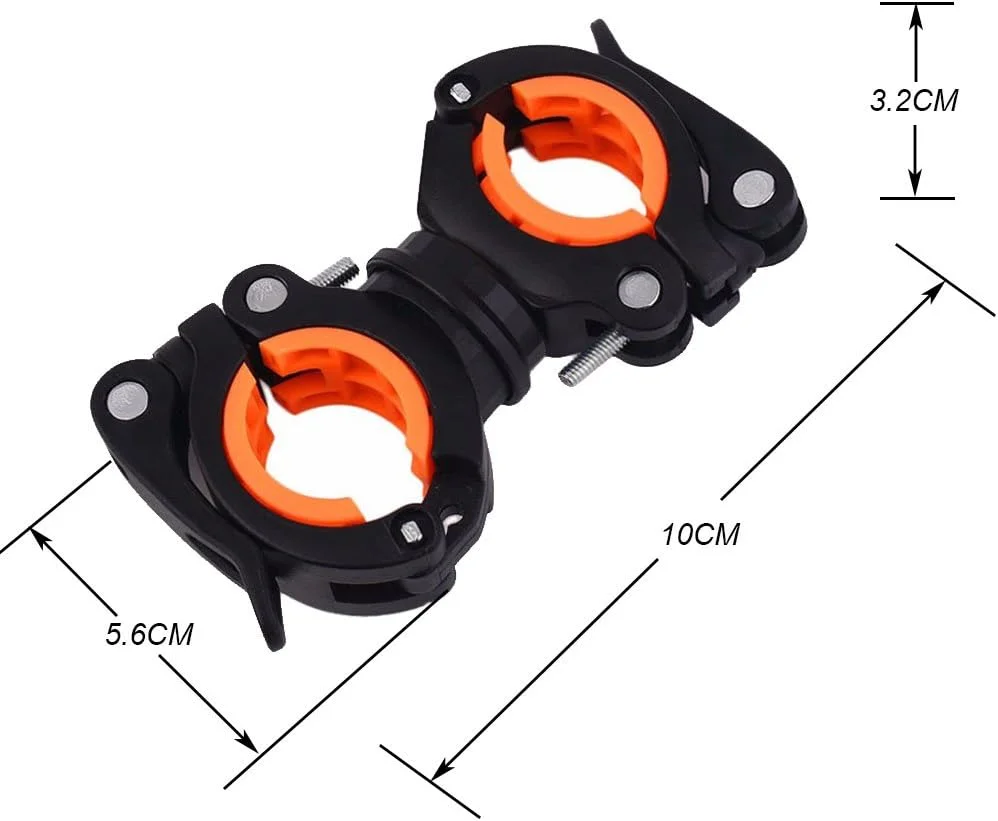 نگهدارنده چراغ قوه دوچرخه Medlife، پایه چراغ قوه دوچرخه، مشکی و زرد، مقاوم در برابر آب IPX6، جلو، بسته 2 عددی