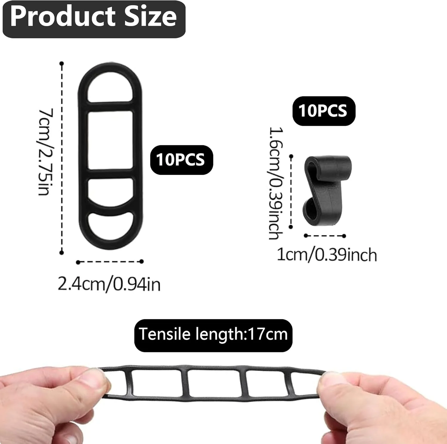 بسته 10 عددی بند سیلیکونی دوچرخه، حلقه های لاستیکی کششی مشکی رنگ، نگهدارنده کش الاستیک چراغ قوه، نگهدارنده فرمان سیلیکونی بند لاستیکی چراغ دوچرخه ال ای دی