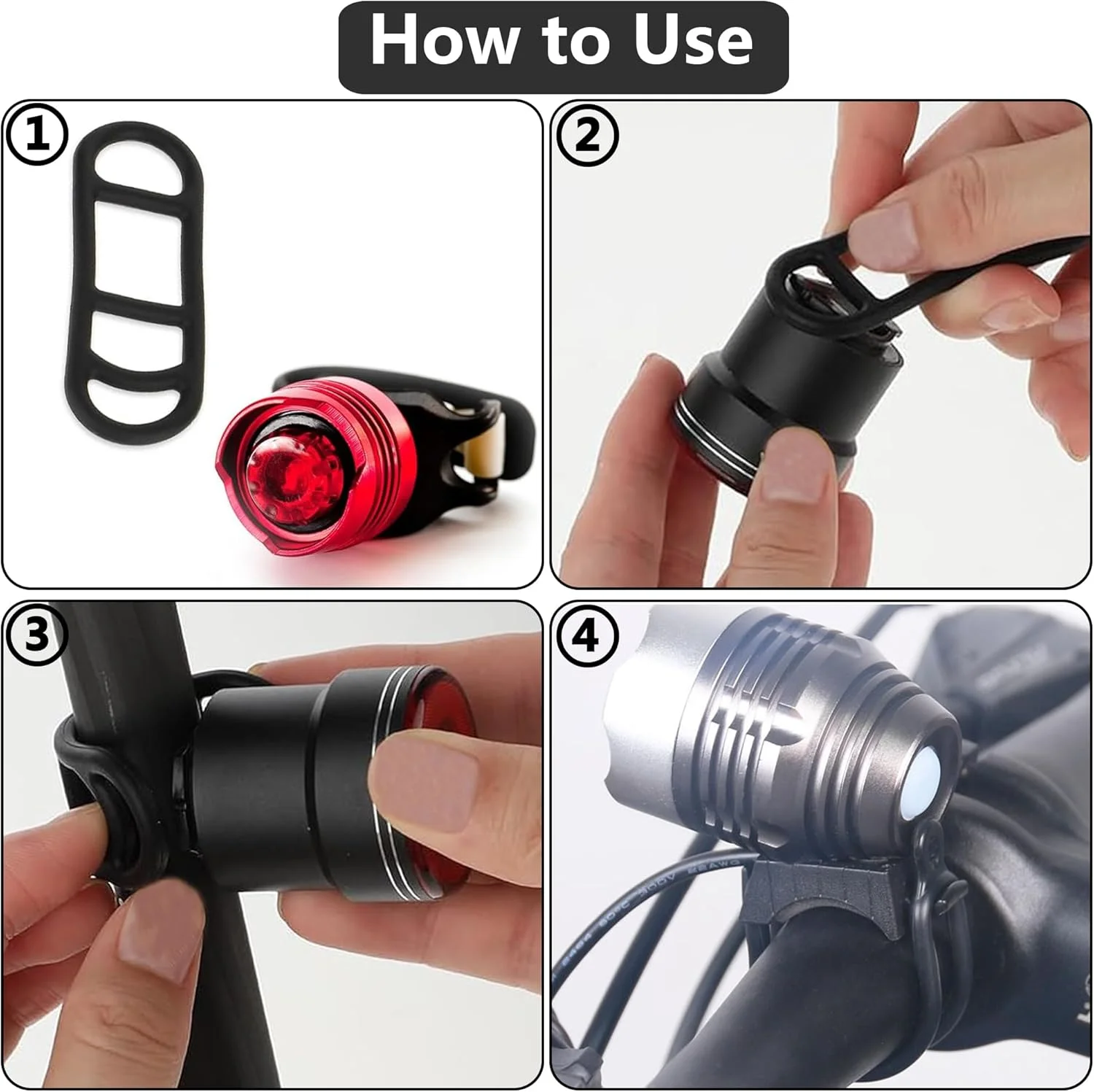 بسته 10 عددی بند سیلیکونی دوچرخه، حلقه های لاستیکی کششی مشکی رنگ، نگهدارنده کش الاستیک چراغ قوه، نگهدارنده فرمان سیلیکونی بند لاستیکی چراغ دوچرخه ال ای دی