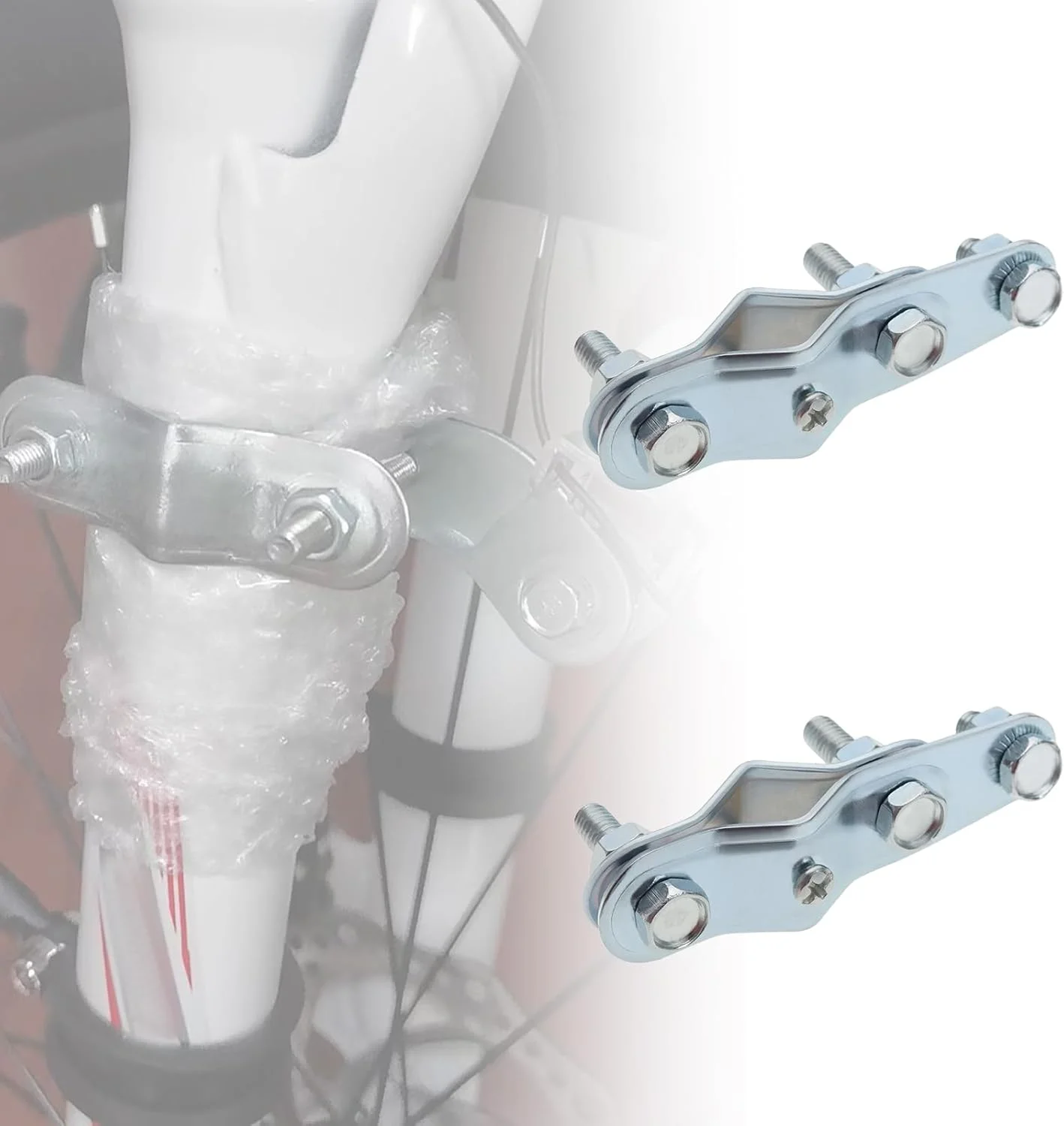 نگهدارنده فلزی دینام دوچرخه Lord of the Tools، دو عددی، مناسب برای دوشاخ جلوی دوچرخه 11 تا 25 میلی‌متری، نقره‌ای، دوشاخ ثابت