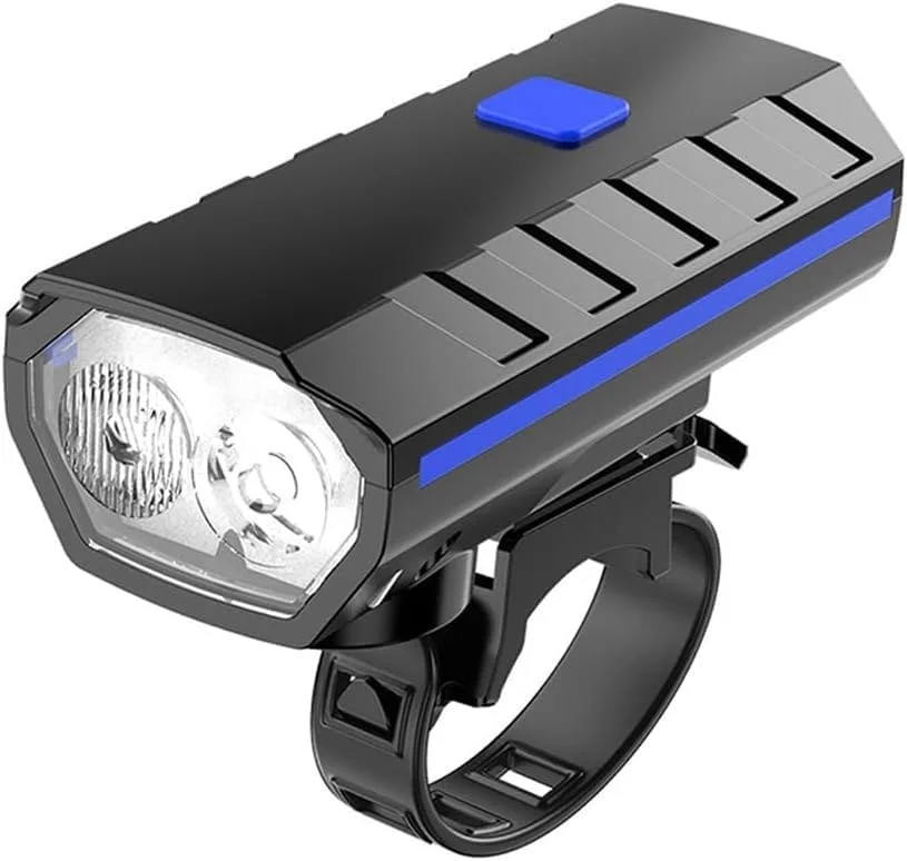 چراغ جلوی دوچرخه با بوق - چراغ دوچرخه قابل شارژ USB Type-C، پرتو فوق العاده روشن 300 لومن، چراغ جلوی ضد آب IPX5 با 4 حالت - چراغ ایمنی دوچرخه سواری جاده و کوهستان