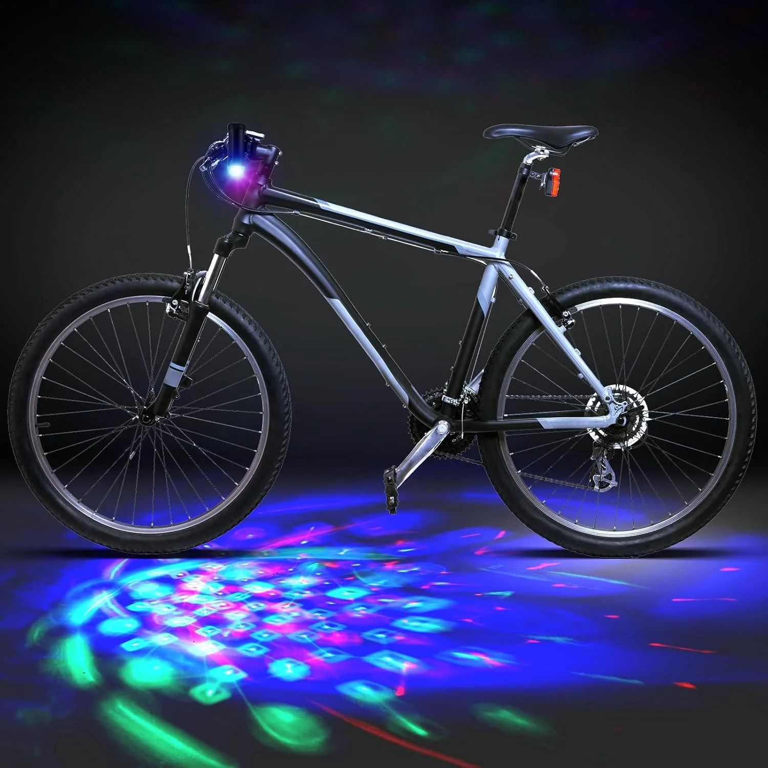 چراغ ال ای دی دوچرخه مهمانی دیسکو، چراغ اسکوتر دیسکو، چراغ های سه رنگ دوچرخه، لوازم جانبی سرگرم کننده دوچرخه سواری چشمک زن و چرخشی، هدیه کریسمس، شامل 3 عدد باتری AAA