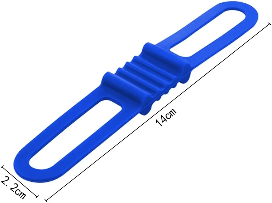 ۵ عدد بند سیلیکونی دوچرخه، بندهای سیلیکونی کشسان بالا، بندهای بست دوچرخه، نوارهای پرتو کوتاه چراغ، براکت نصب، نگهدارنده تلفن همراه چراغ قوه بلندگو