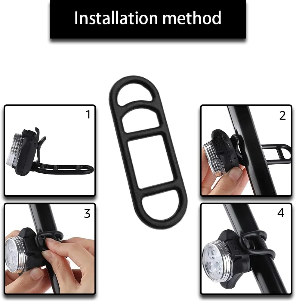 ۵ عدد بند سیلیکونی چراغ دوچرخه، بند لاستیکی سیلیکونی برای نصب چراغ دوچرخه، مشکی (۷۰x۲۳ میلی متر)