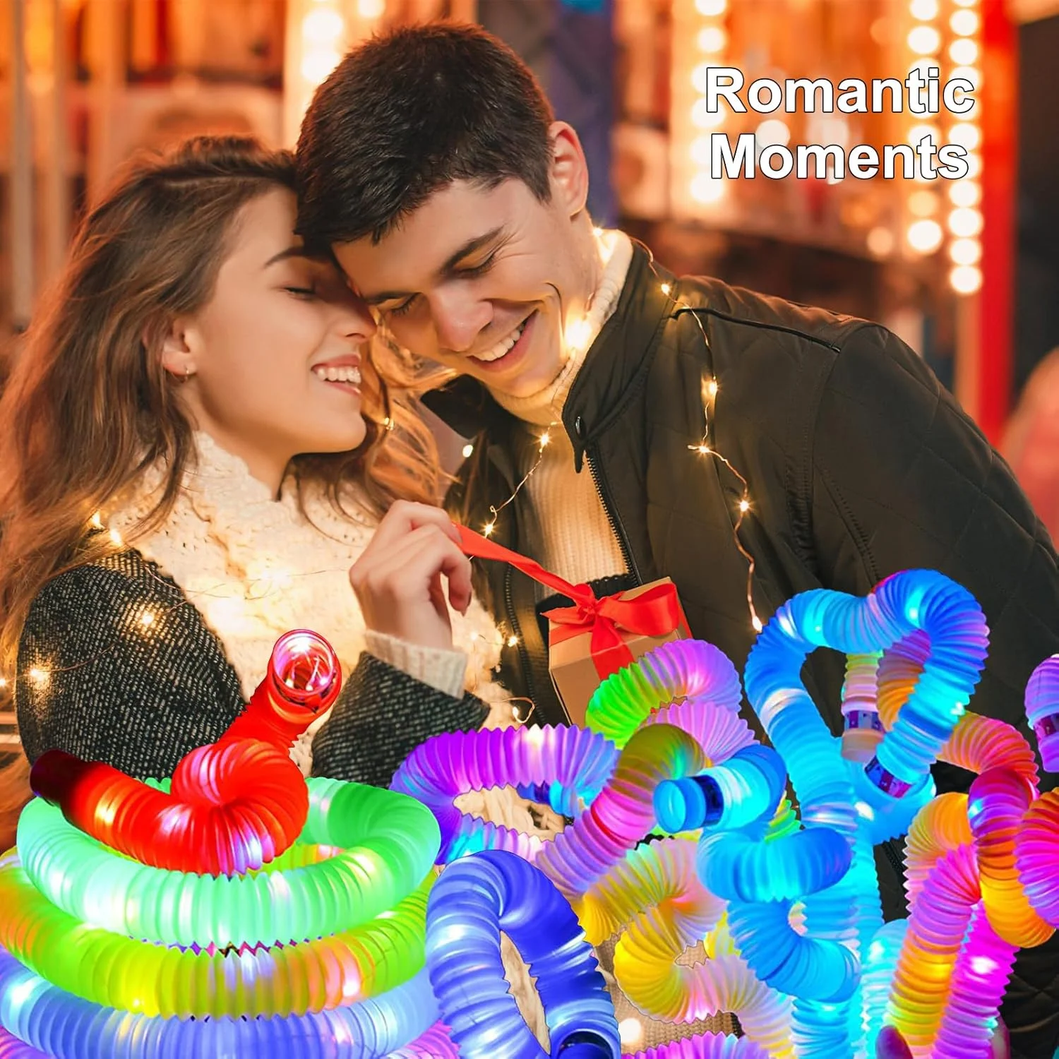 بسته 12 عددی لوله های پاپ درخشان، اسباب بازی حسی لوله های نوری LED، لوله های پاپ برای هدیه کودکان، مجموعه تزئینات جشن تولد (رنگین کمان)