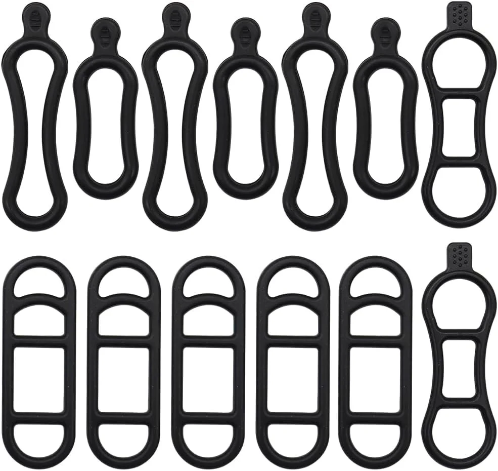 ست ۱۳ عددی بند سیلیکونی دوچرخه، حلقه الاستیک دوچرخه، نوار لاستیکی، نگهدارنده چراغ، مناسب برای چراغ های جلو دوچرخه، چراغ های عقب، چراغ قوه، مشکی