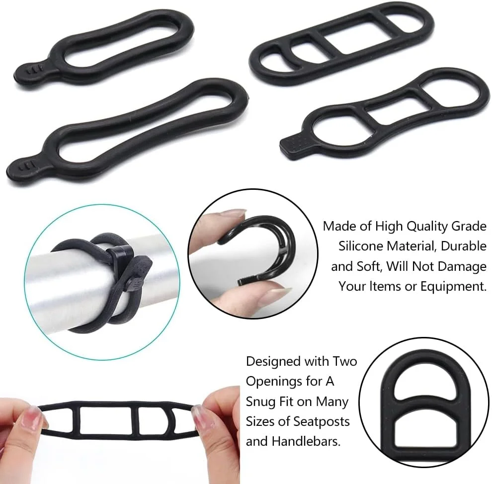 ست ۱۳ عددی بند سیلیکونی دوچرخه، حلقه الاستیک دوچرخه، نوار لاستیکی، نگهدارنده چراغ، مناسب برای چراغ های جلو دوچرخه، چراغ های عقب، چراغ قوه، مشکی