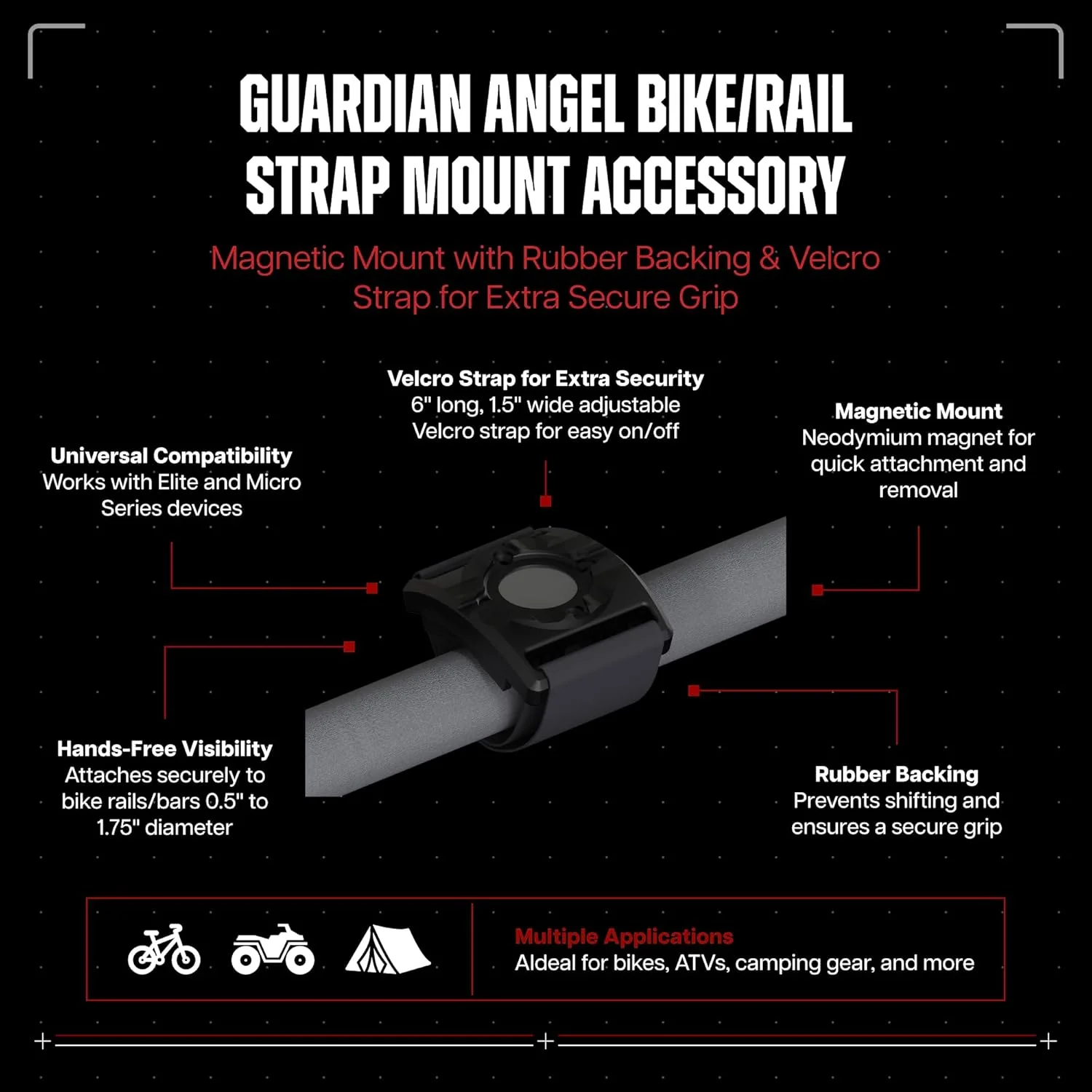 نگهدارنده تسمه ای دوچرخه/ریل Guardian Angel – نگهدارنده مغناطیسی با قابلیت پیچ شدن – پشتی لاستیکی و چسب ولکرو برای چسبندگی فوق العاده ایمن – برای دوچرخه، ریل، میله، پایه و موارد دیگر نگهدارنده تسمه ای دوچرخه/ریل Guardian Angel – نگهدارنده مغناطیسی با قابلیت پیچ شدن – پشتی لاستیکی و چسب ولکرو برای چسبندگی فوق العاده ایمن – برای دوچرخه، ریل، میله، پایه و موارد دیگر