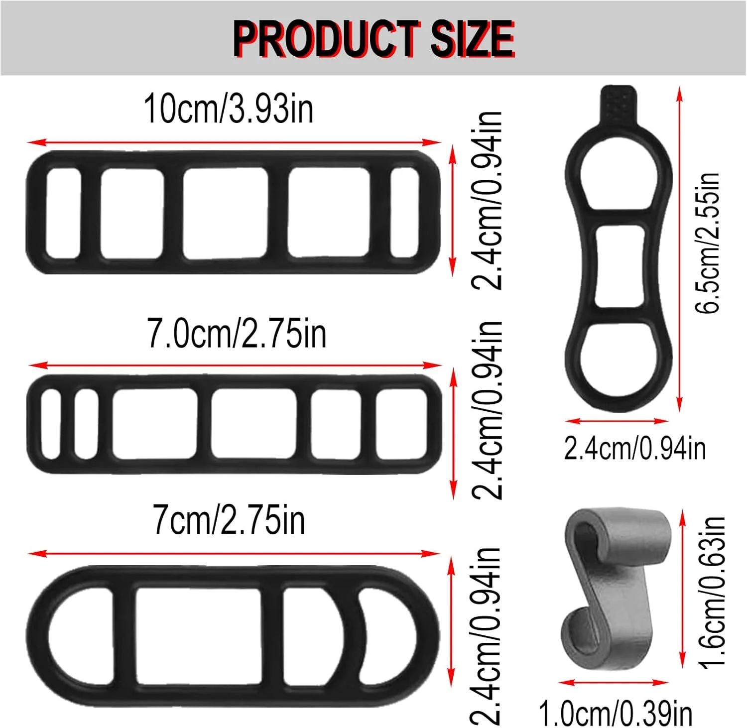 بسته 8 عددی حلقه لاستیکی کششی دوچرخه، نگهدارنده بند الاستیک چراغ قوه، بند اتصال دوچرخه نگهدارنده فرمان سیلیکونی برای چراغ دوچرخه LED - مشکی