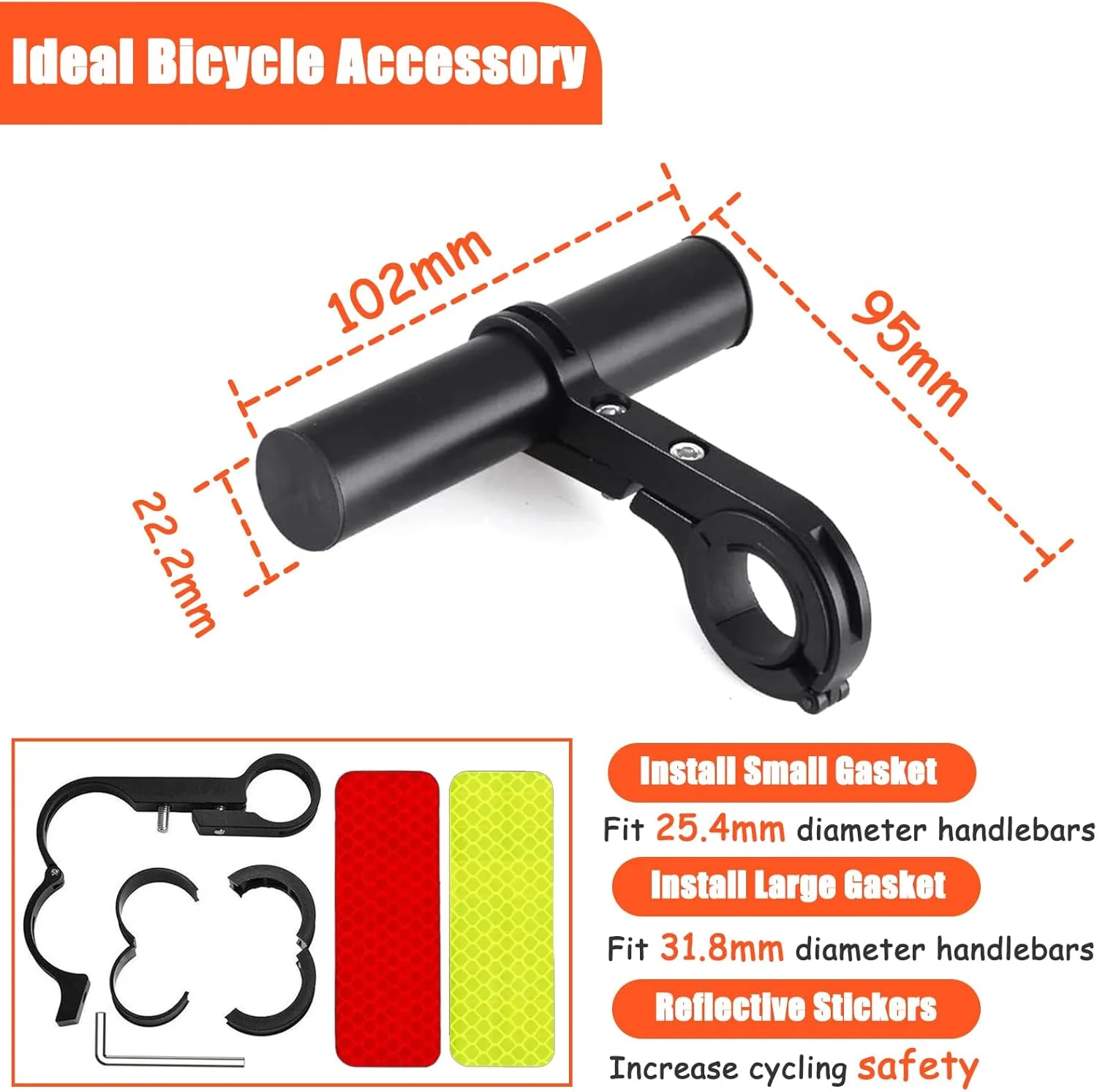 افزایش دهنده فرمان دوچرخه، میله افزایش طول فرمان اسکوتر برقی، آلیاژ آلومینیوم، لوازم جانبی دوچرخه با بست تکی برای چراغ LED، GPS، سرعت سنج، نگهدارنده تلفن همراه