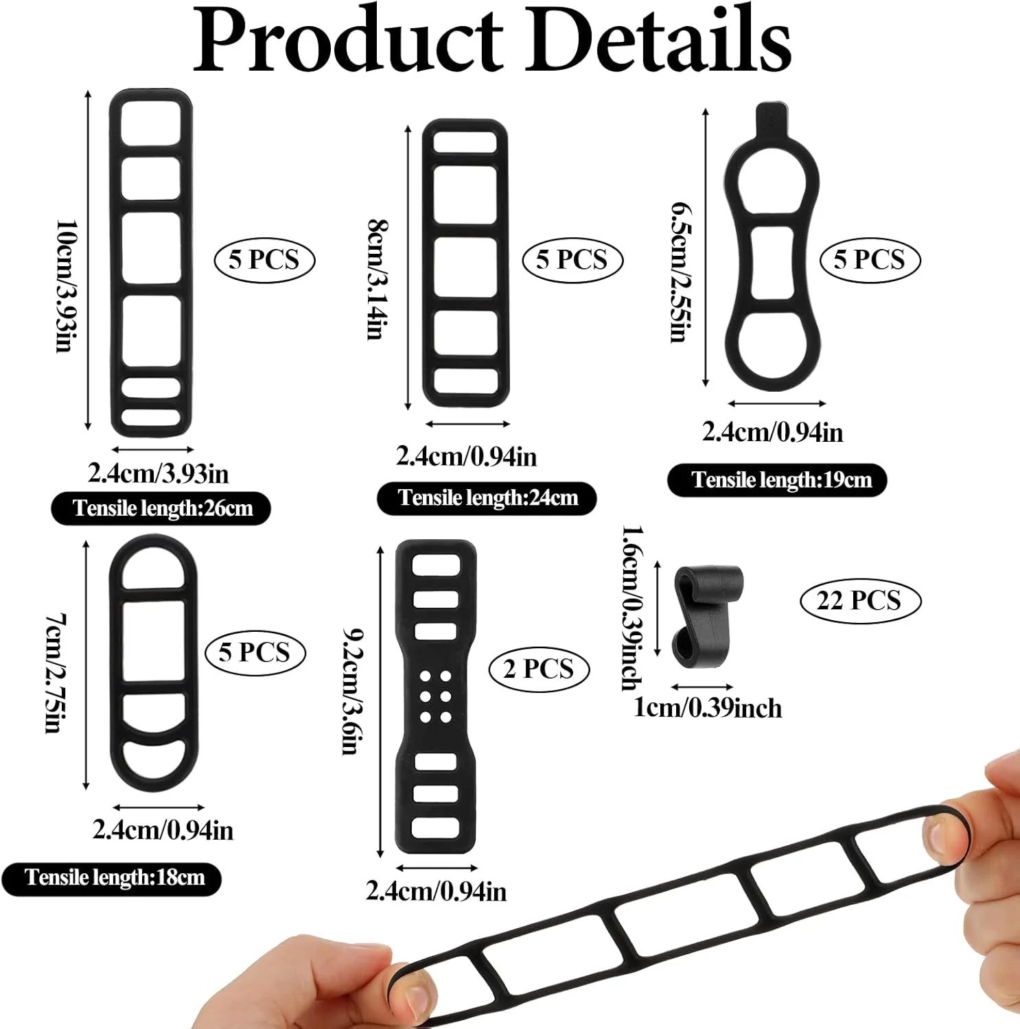 44 عدد بند لاستیکی چند منظوره برای نصب چراغ قوه روی دوچرخه، بند سیلیکونی چراغ دوچرخه، بند سیلیکونی برای نصب تلفن همراه، اسپیکر، نگهدارنده چراغ، مناسب برای دسته دوچرخه (چند سایز)