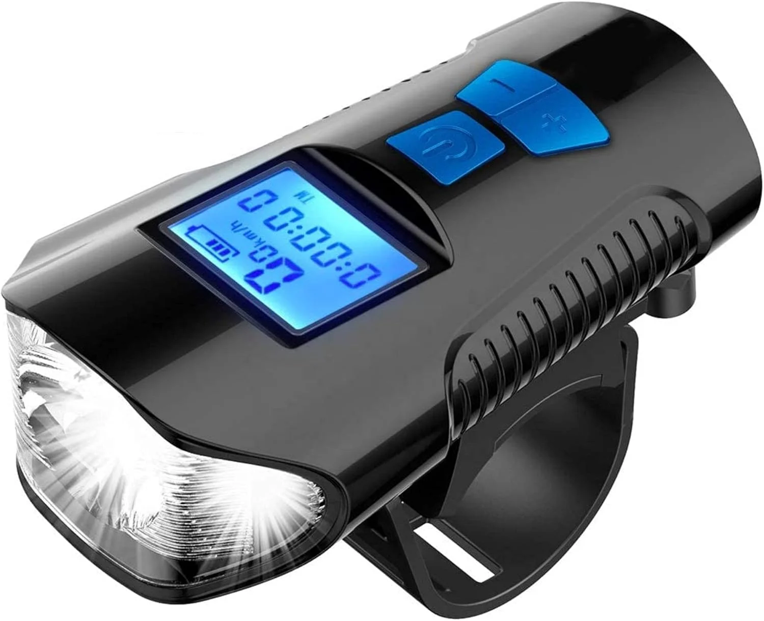 چراغ جلوی دوچرخه LED قابل شارژ FABSPORTS با USB، دارای سرعت سنج و مسافت سنج و ضد آب، مناسب برای تمام دوچرخه های کوهستانی و جاده ای (مشکی)