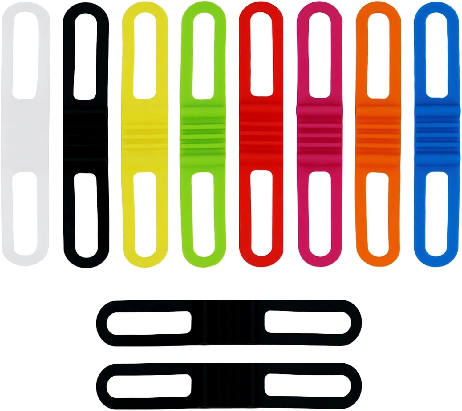 بسته 10 عددی بند سیلیکونی دوچرخه، کشی، نگهدارنده چراغ قوه، بند سیلیکونی، نگهدارنده دوچرخه، نگهدارنده فرمان برای نگهداری چراغ قوه، بطری، تلفن همراه (14 x 2.2 x 1 سانتی متر)