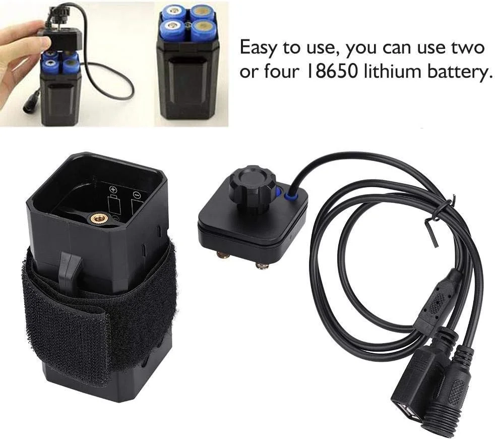 محفظه باتری Demeras 18650 ضد آب با رابط دوگانه USB/DC برای چراغ دوچرخه